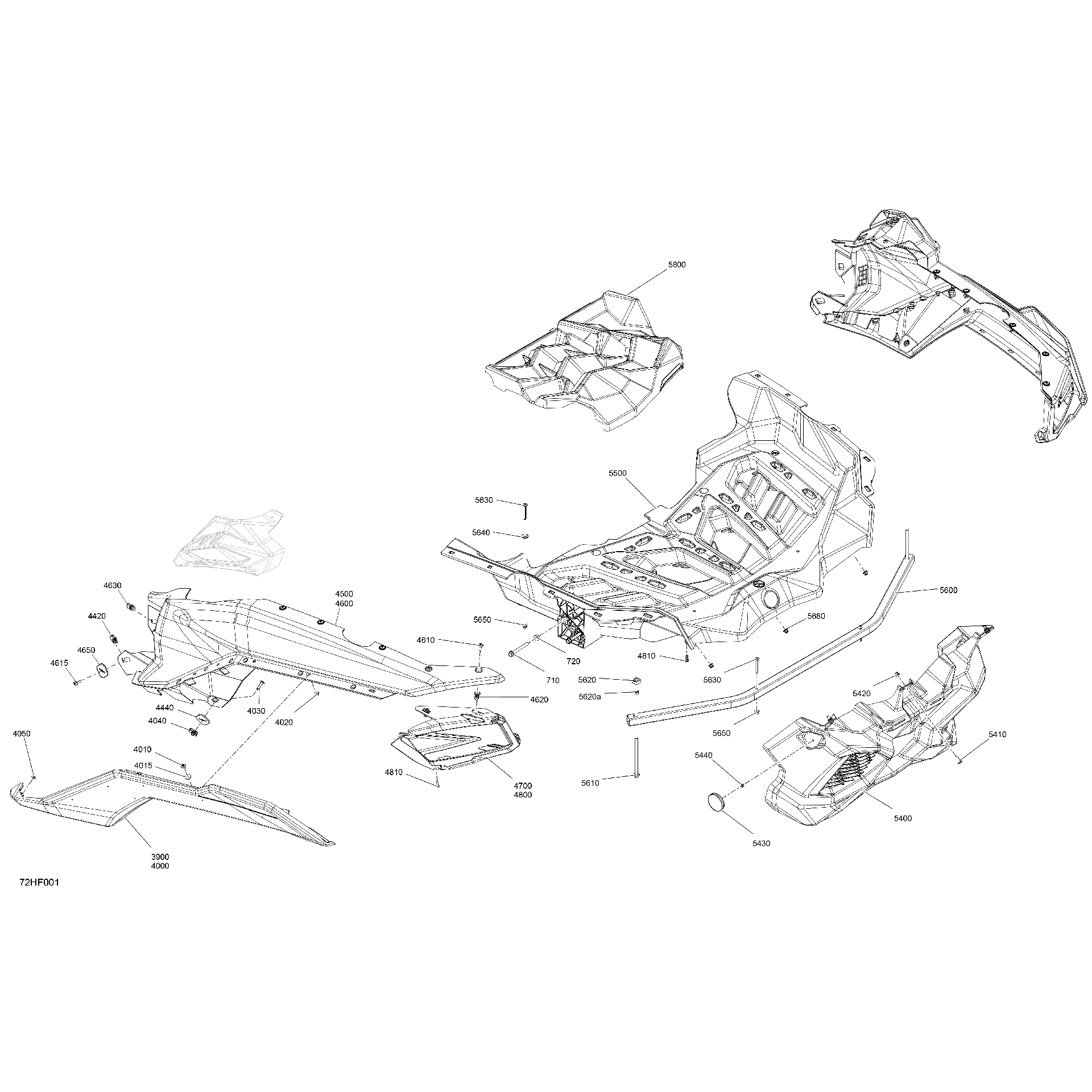 An Image of a Genuine Can-Am Parts Schematic Diagram showing the schematic - BODY - REAR SECTION