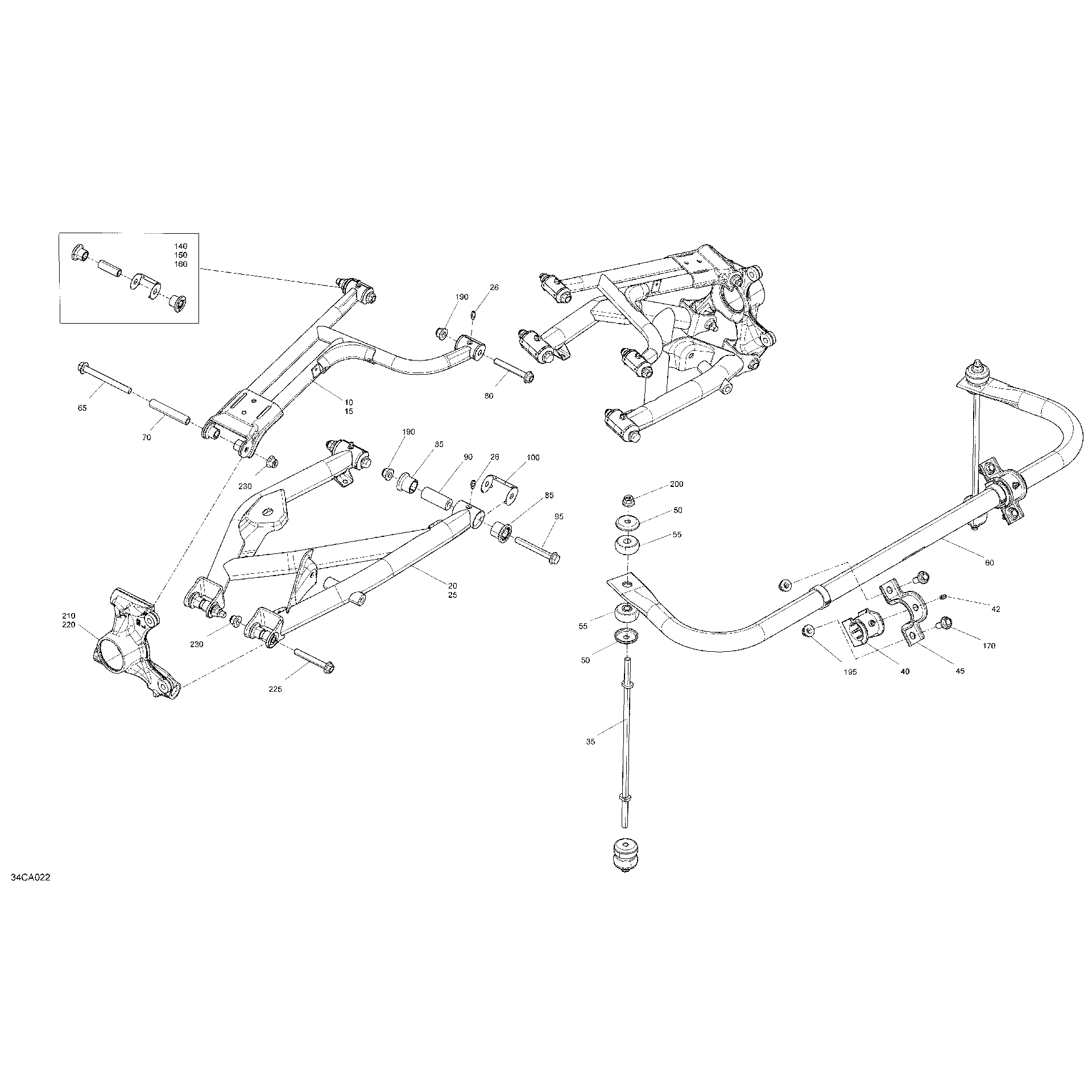 An Image of a Genuine Can-Am Parts Schematic Diagram showing the schematic - SUSPENSION - REAR - DPS - XT