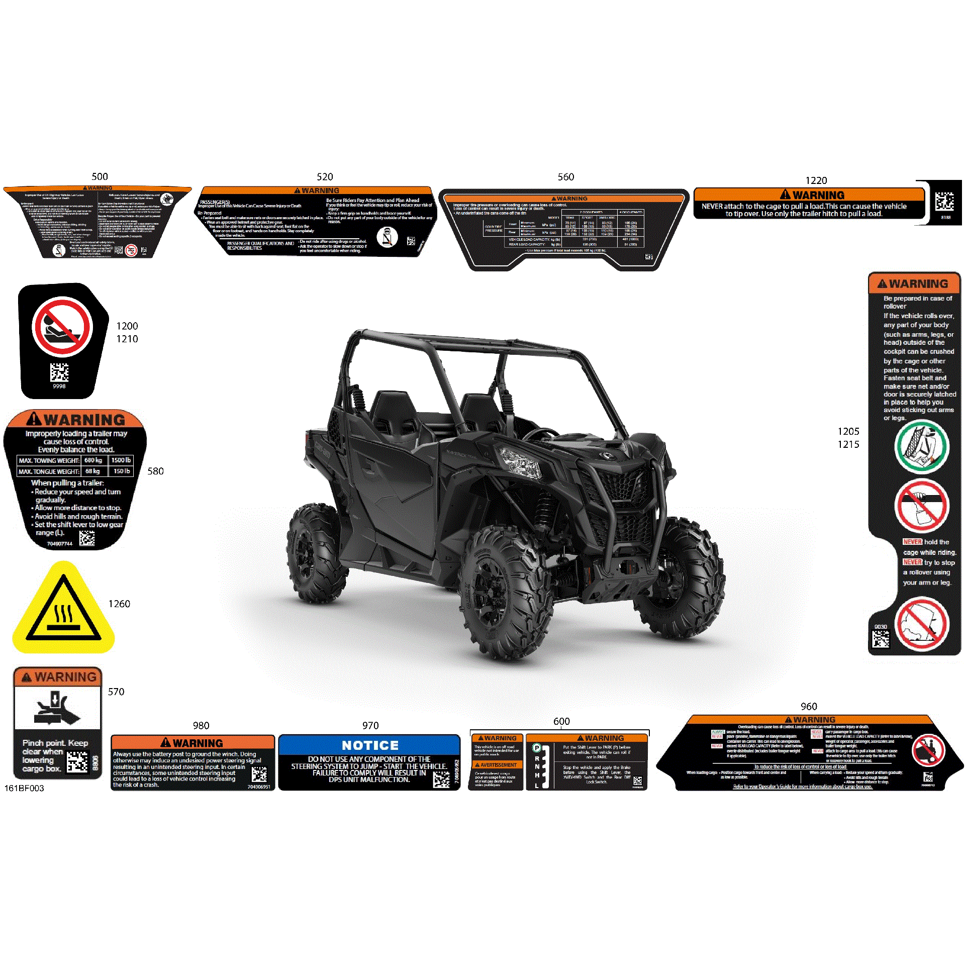 An Image of a Genuine Can-Am Parts Schematic Diagram showing the schematic - BODY - WARNING DECALS