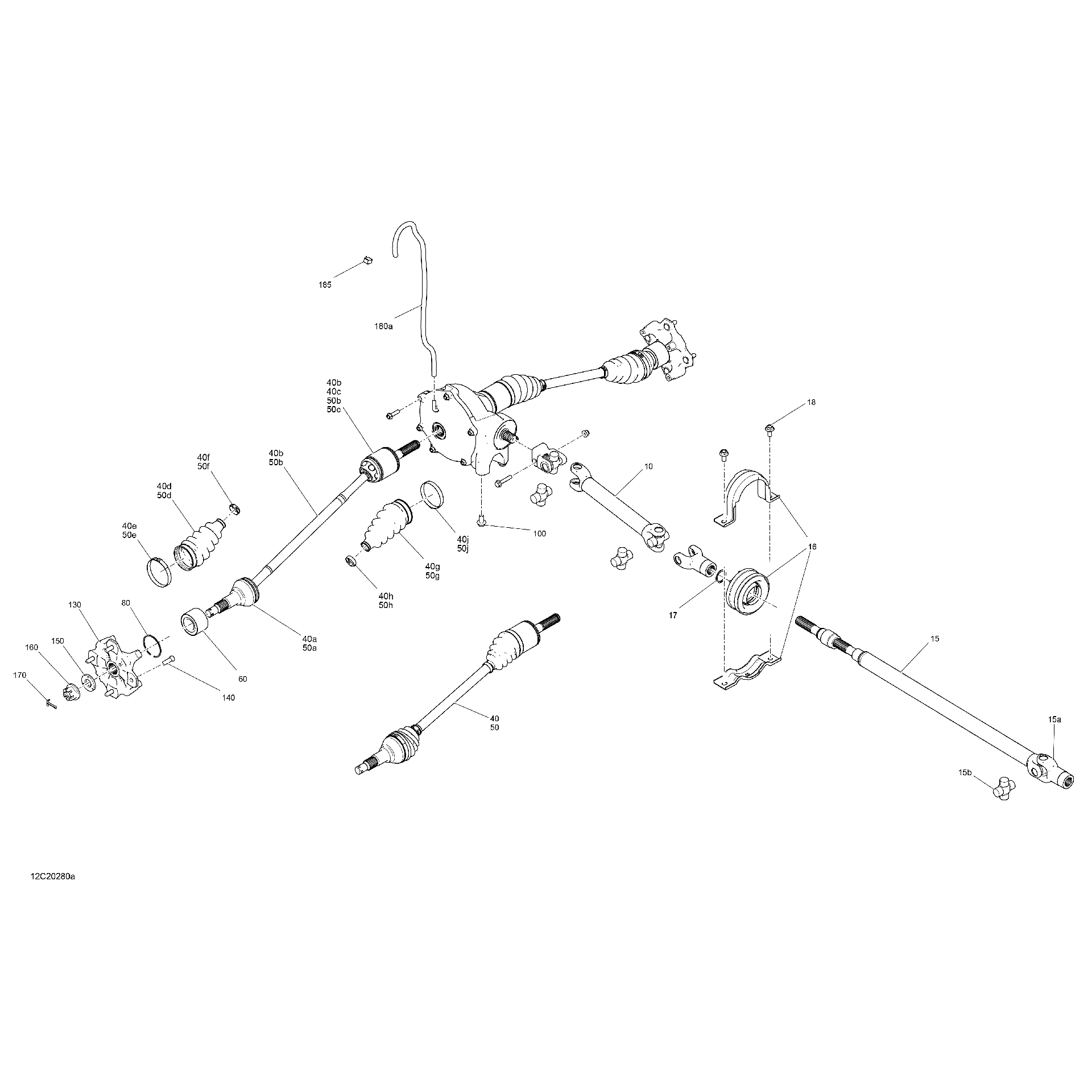 An Image of a Genuine Can-Am Parts Schematic Diagram showing the schematic - FRONT DRIVE - COMMON PARTS - CAB