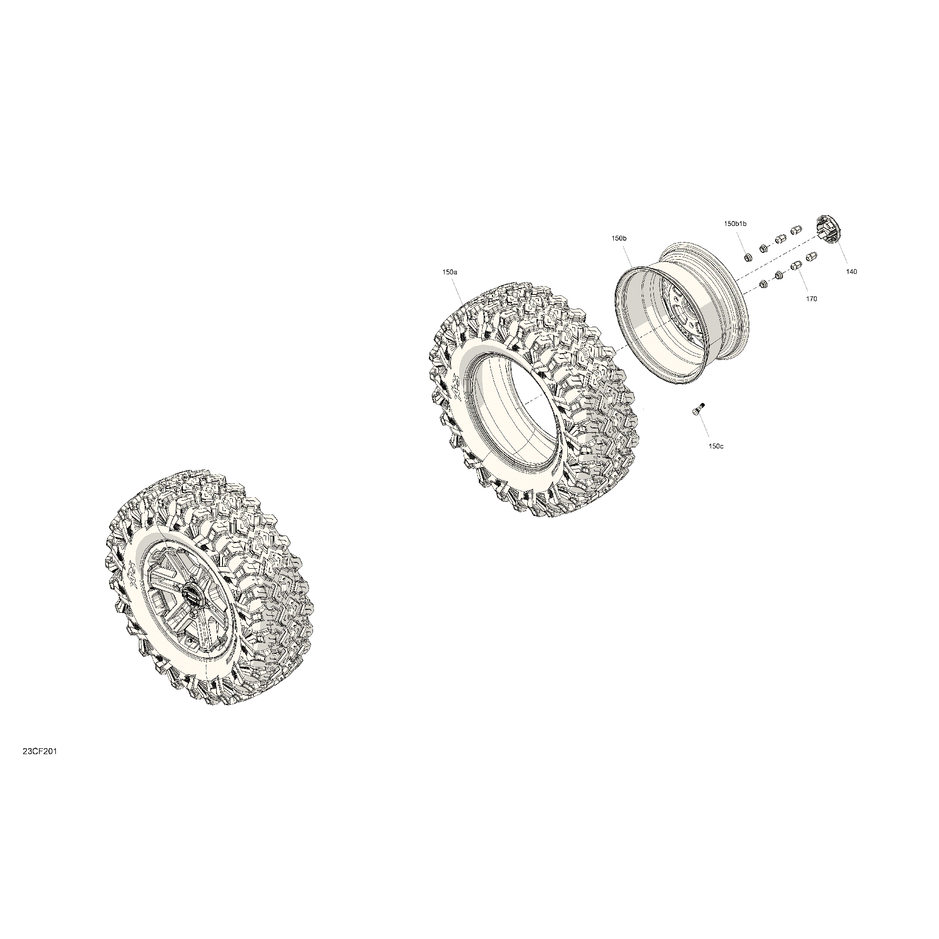 An Image of a Genuine Can-Am Parts Schematic Diagram showing the schematic - DRIVE - REAR WHEELS