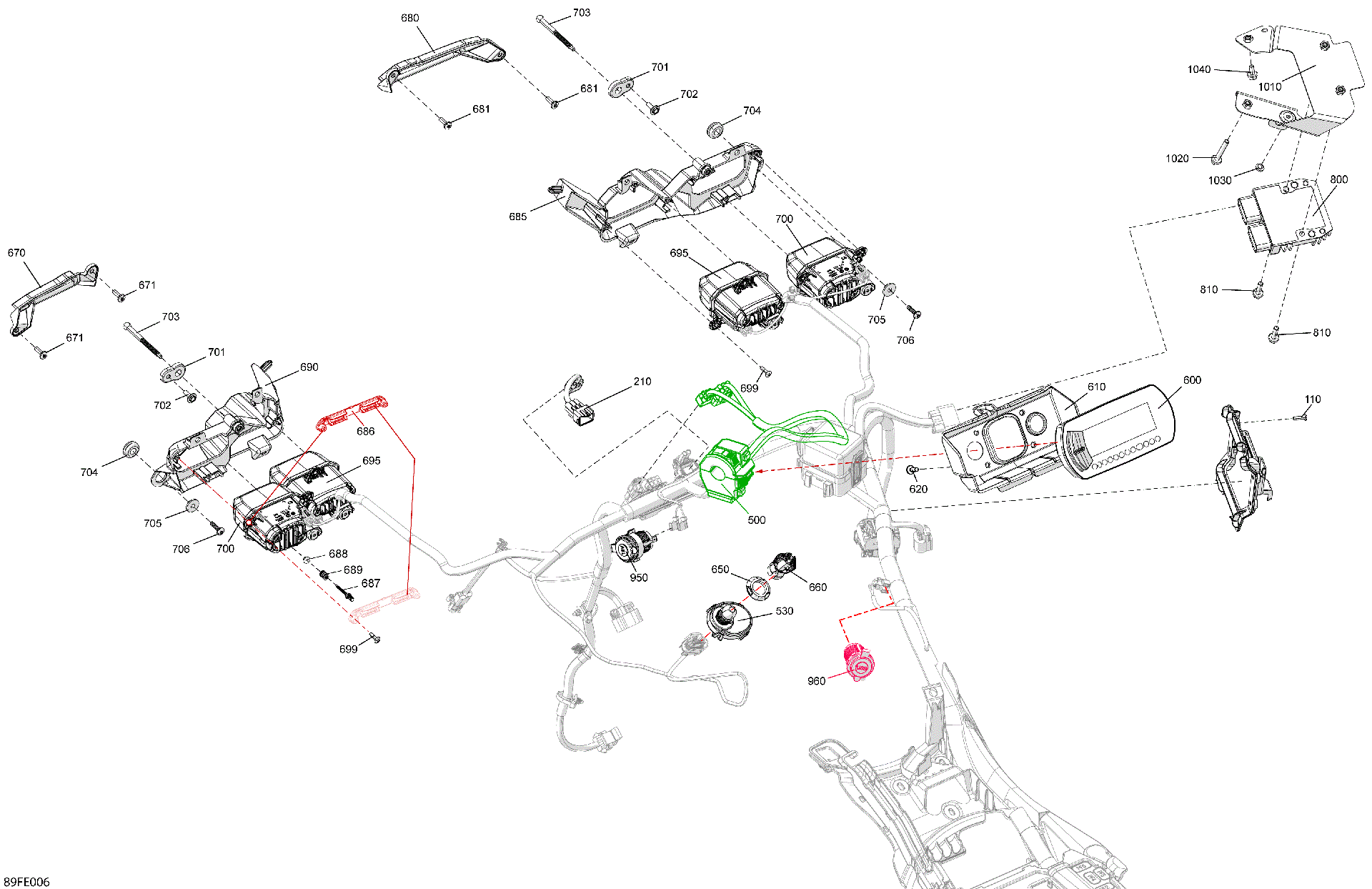 An Image of a Genuine Can-Am Parts Schematic Diagram showing the schematic - ELECTRIC - FRONT SECTION