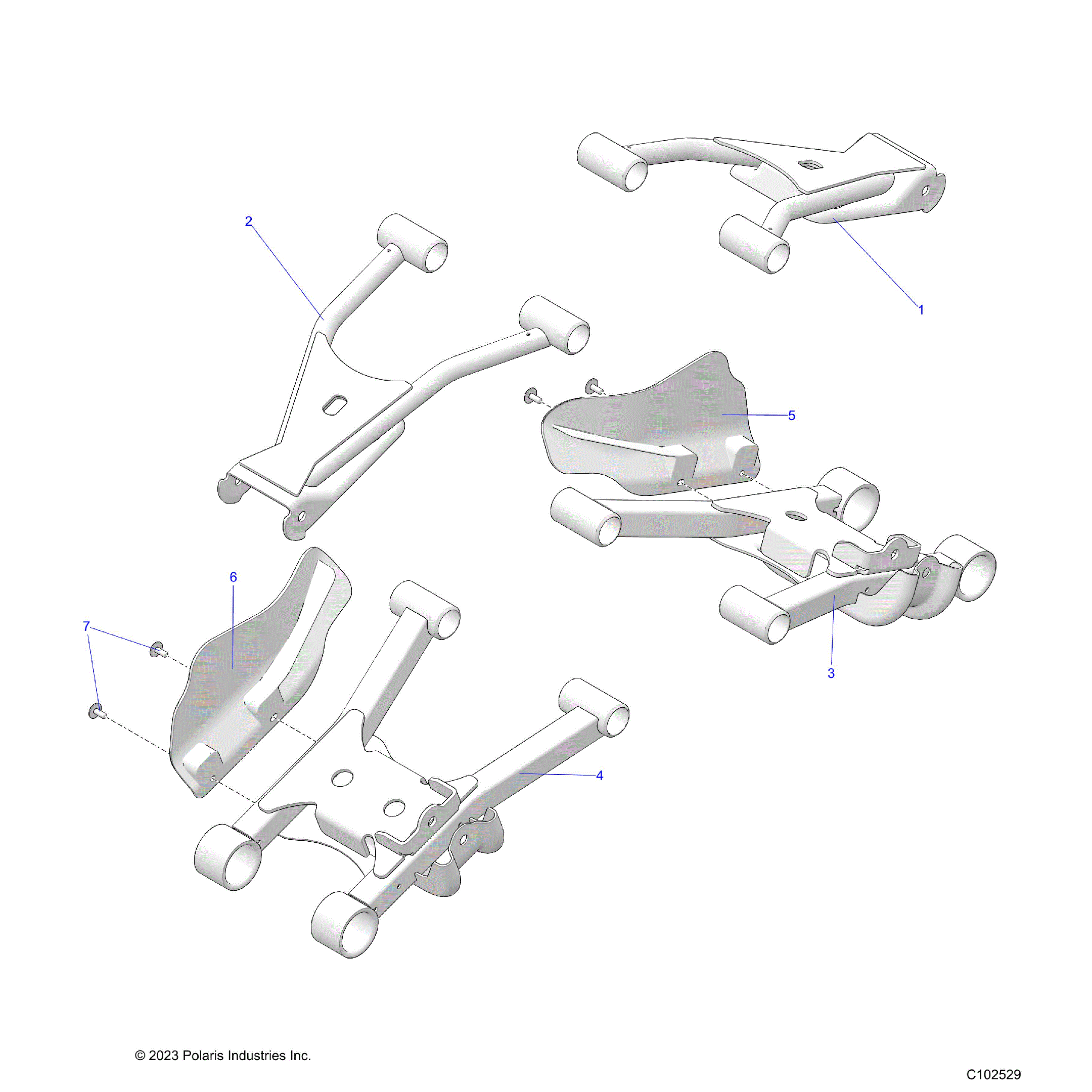An Image of a Genuine Polaris Parts Schematic Diagram showing the schematic - SUSPENSION: REAR CONTROL ARMS - 2026 POLARIS SPORTSMAN 570 EPS TRAIL