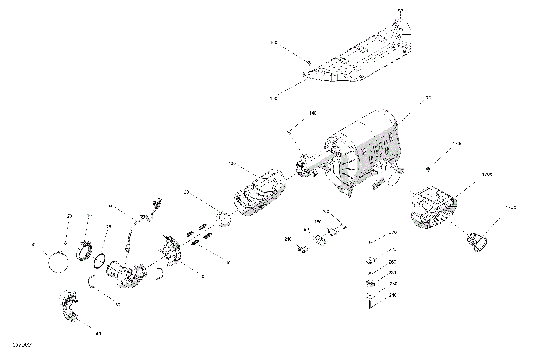 An Image of a Genuine Can-Am Parts Schematic Diagram showing the schematic - ENGINE - EXHAUST