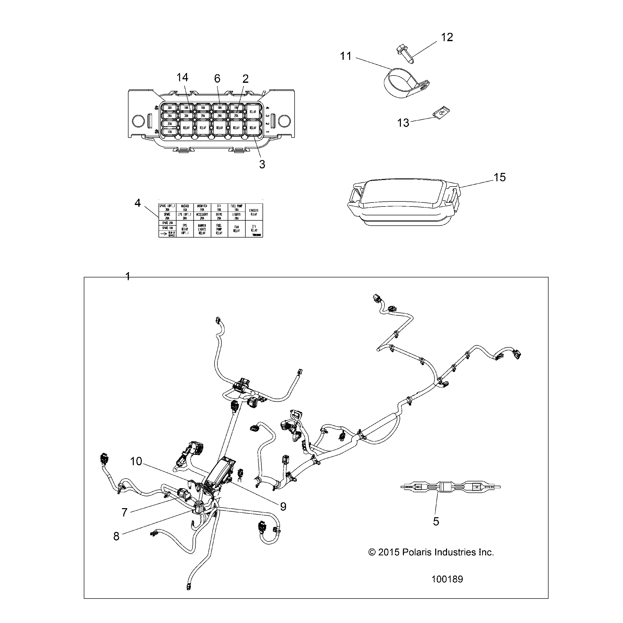 An Image of a Genuine Polaris Parts Schematic Diagram showing the schematic - ELECTRICAL: HARNESS - 2016 POLARIS SPORTSMAN 570 EFI UTE HD