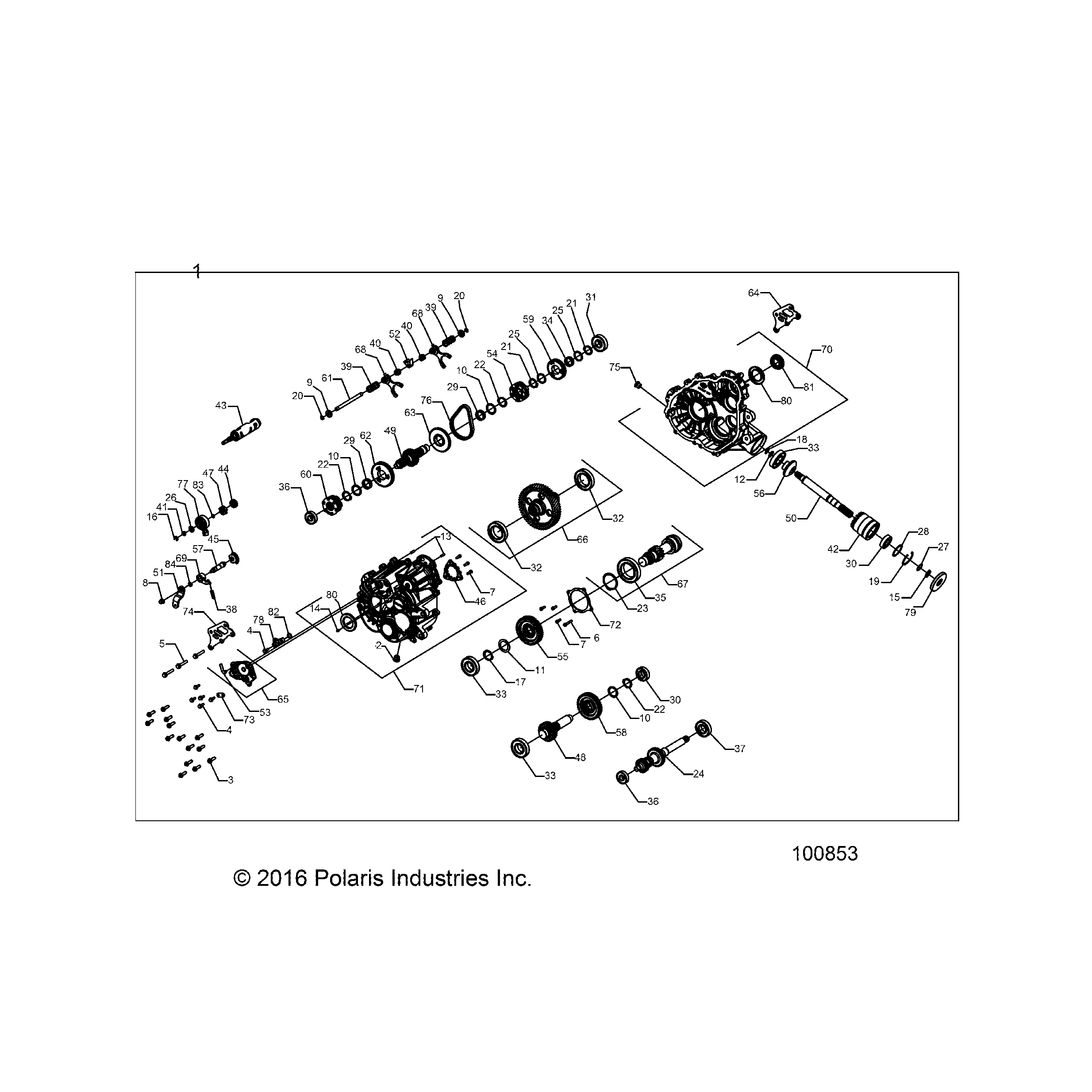 An Image of a Genuine Polaris Parts Schematic Diagram showing the schematic - DRIVE TRAIN: MAIN GEARCASE - 2017 POLARIS ACE 500 SOHC