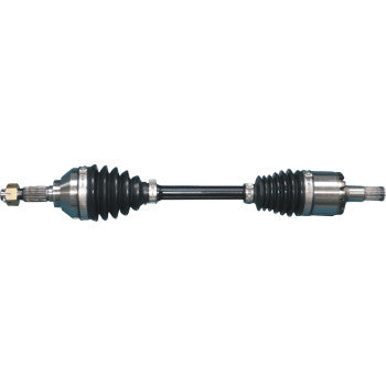 Heavy-duty black and silver front left CV axle kit with rubber boots and metal joints.