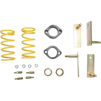 The Lift Kit Front Back 2.00 by High Lifter includes yellow coil springs, metal brackets, rings, nuts, bolts, and hardware for ATV/UTV big wheel kits and added clearance, all shown on a white background.