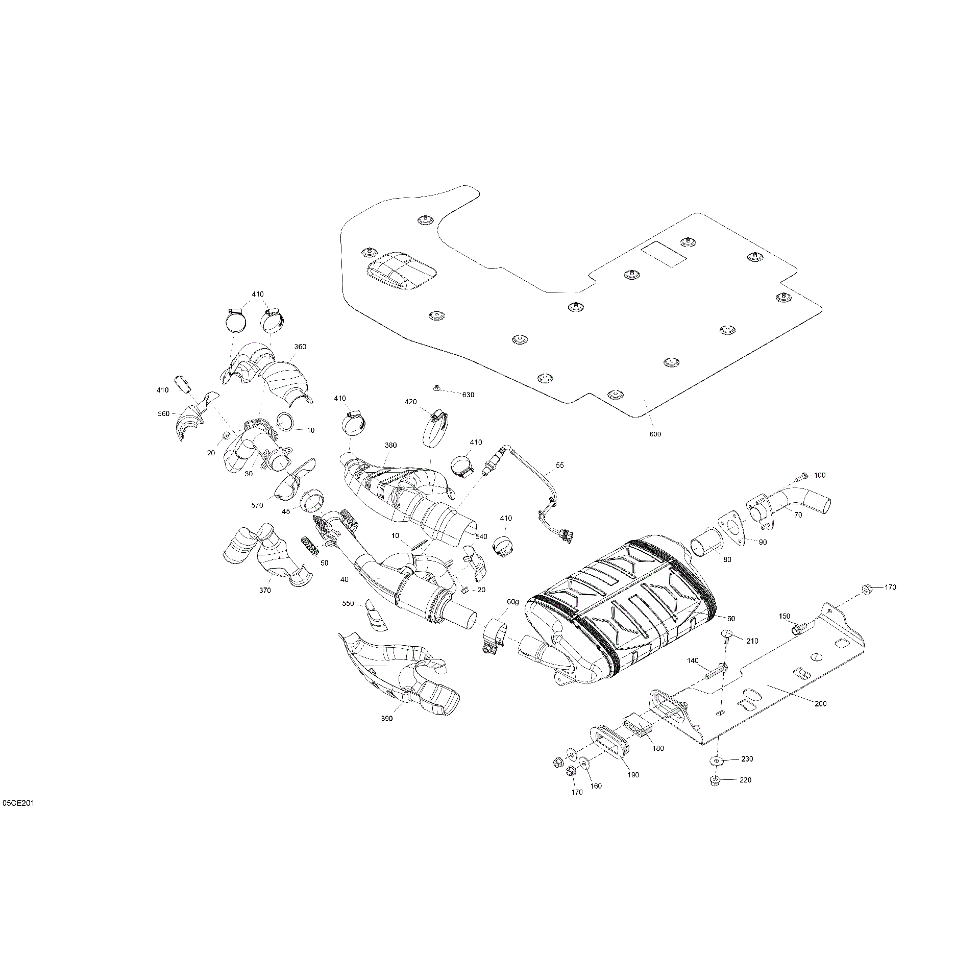 An Image of a Genuine Can-Am Parts Schematic Diagram showing the schematic - ENGINE - EXHAUST
