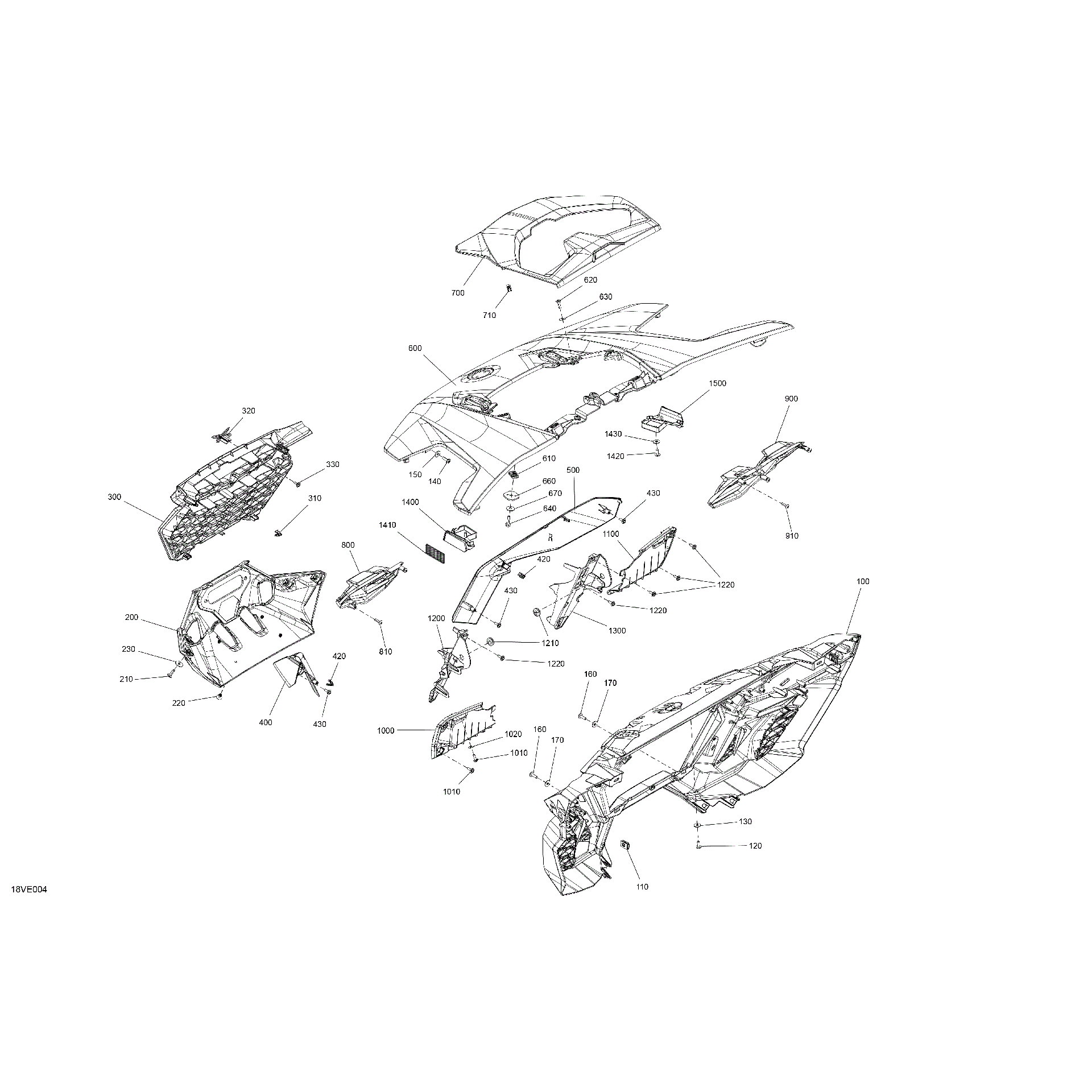 An Image of a Genuine Can-Am Parts Schematic Diagram showing the schematic - BODY - HOOD