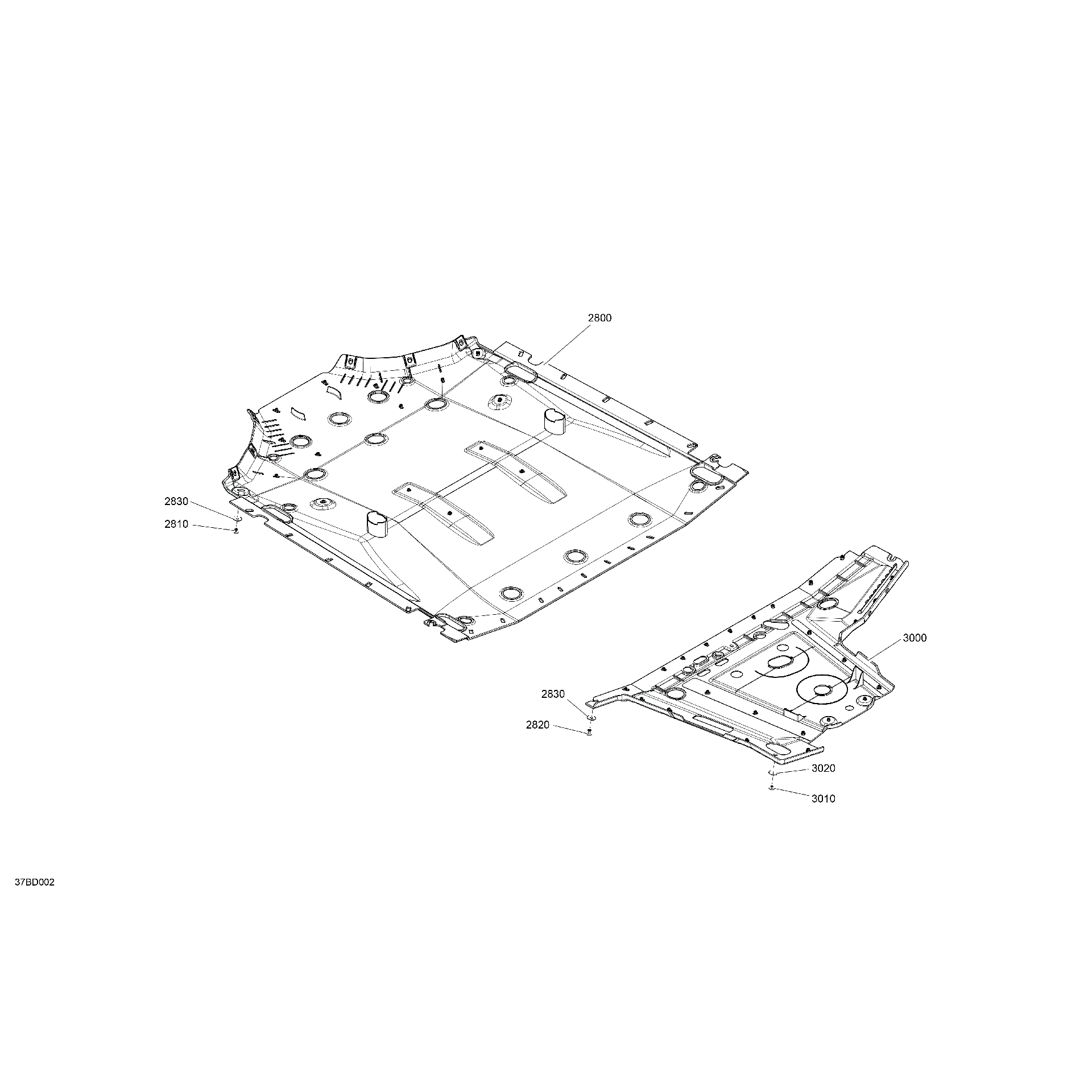 An Image of a Genuine Can-Am Parts Schematic Diagram showing the schematic - BODY - SKID PLATE