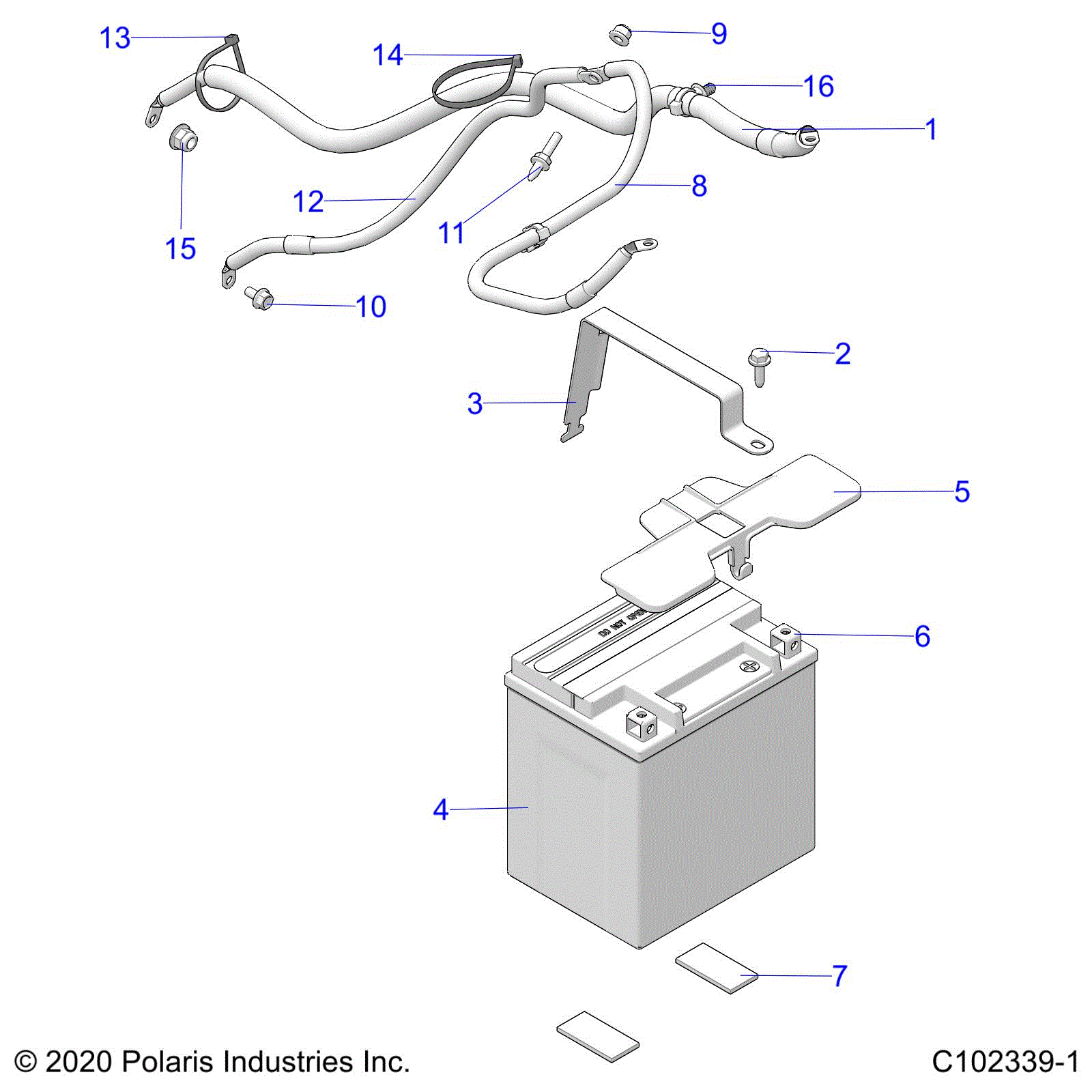 An Image of a Genuine Polaris Parts Schematic Diagram showing the schematic - ELECTRICAL: BATTERY - 2026 POLARIS SPORTSMAN XP 1000 55"