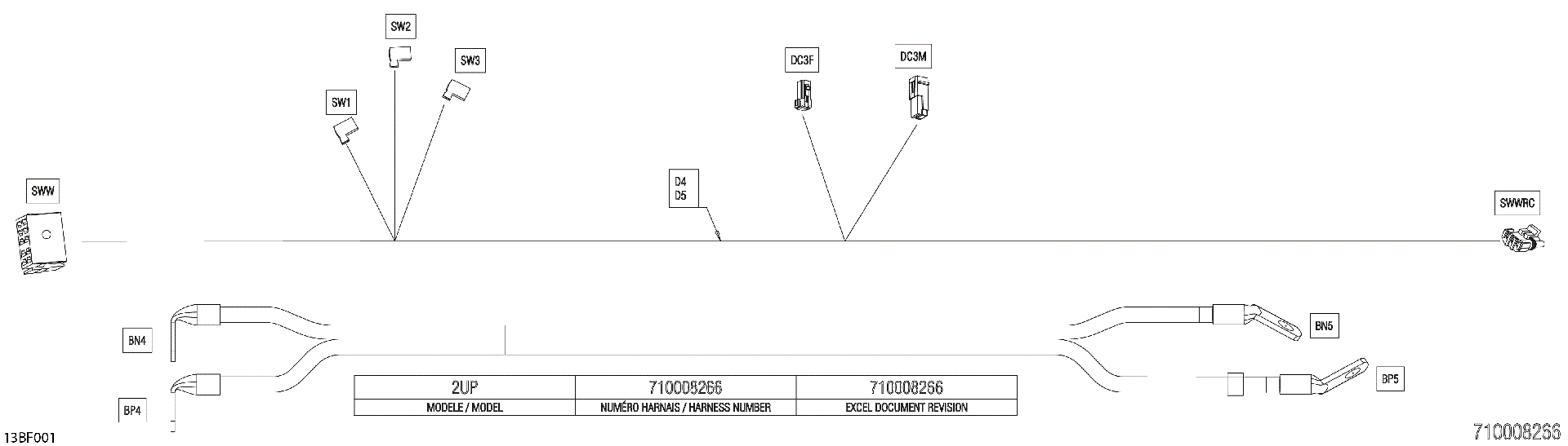 An Image of a Genuine Can-Am Parts Schematic Diagram showing the schematic - ELECTRIC - WINCH WIRING HARNESS - 710008266