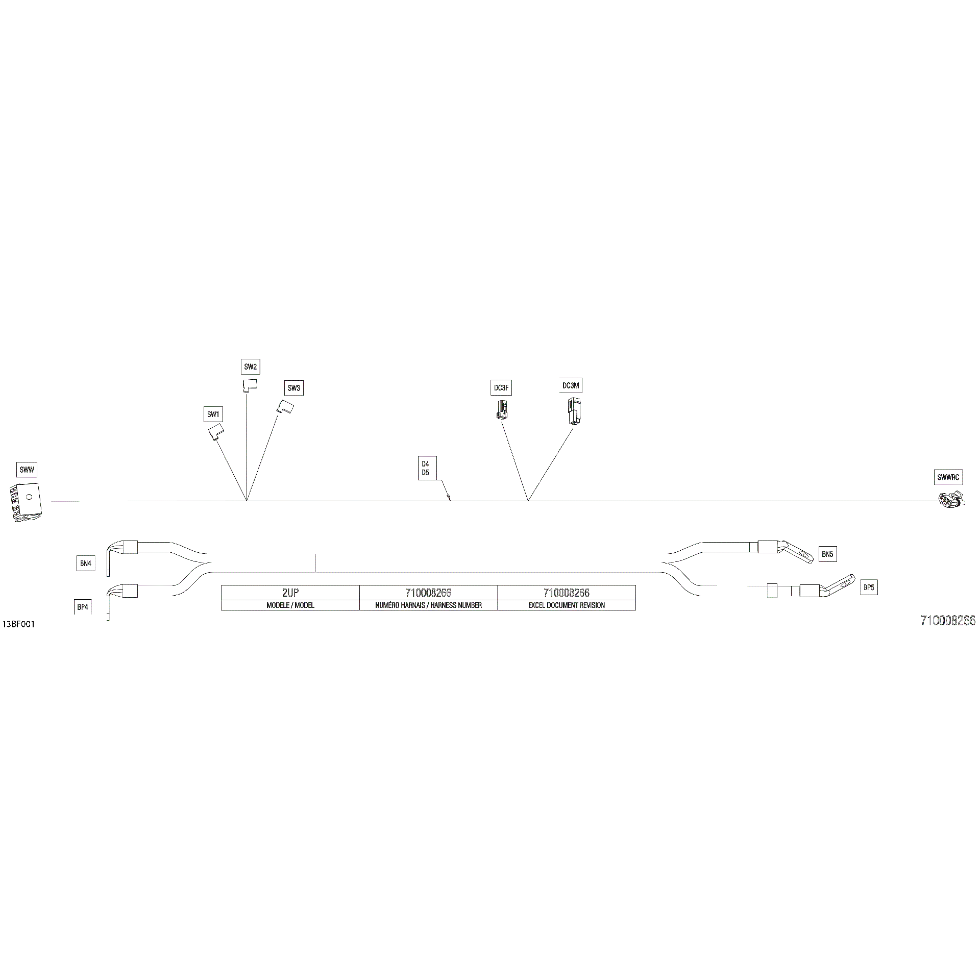 An Image of a Genuine Can-Am Parts Schematic Diagram showing the schematic - ELECTRIC - WINCH WIRING HARNESS - 710008266