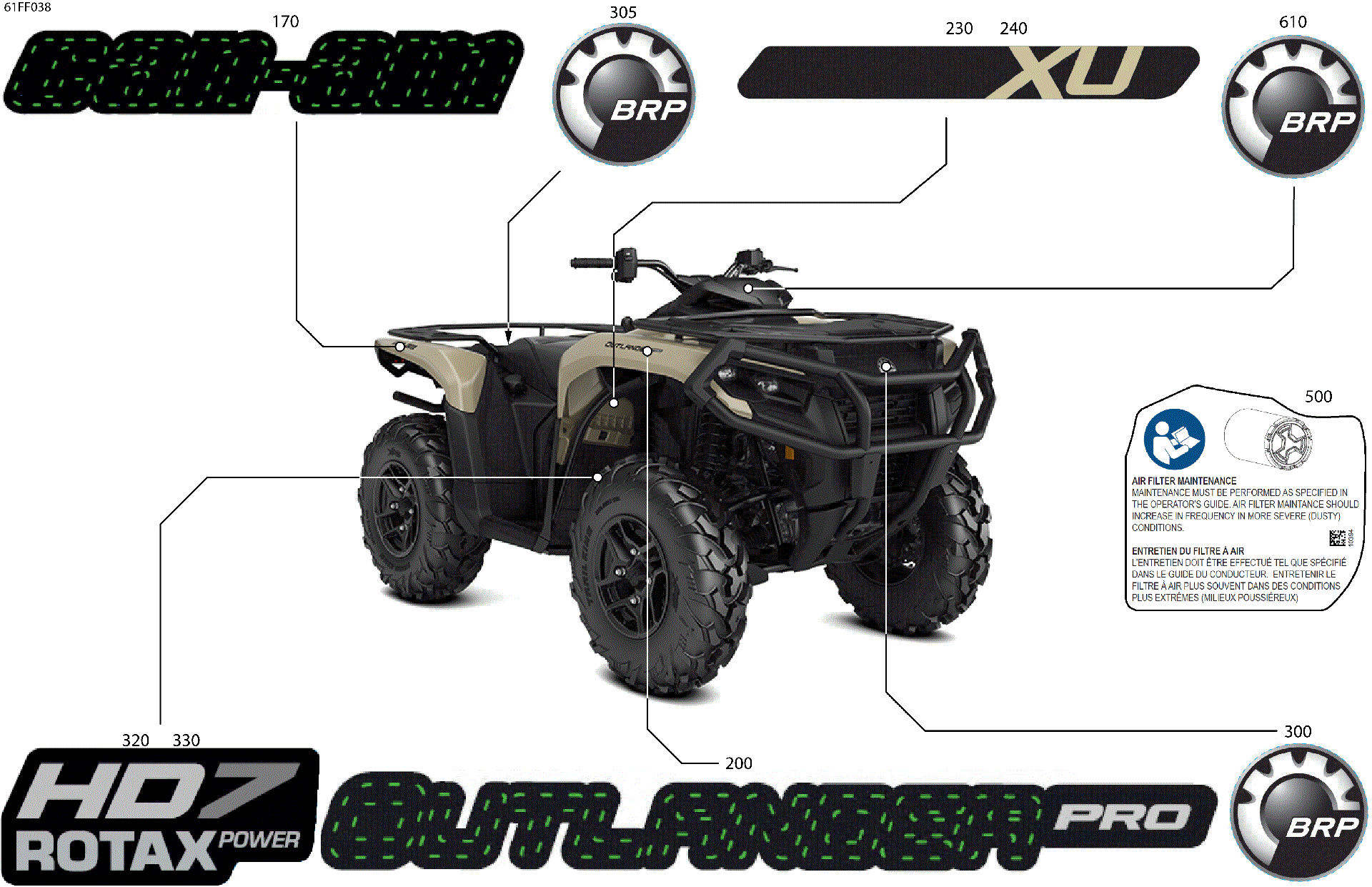 An Image of a Genuine Can-Am Parts Schematic Diagram showing the schematic - BODY - FEATURE DECALS