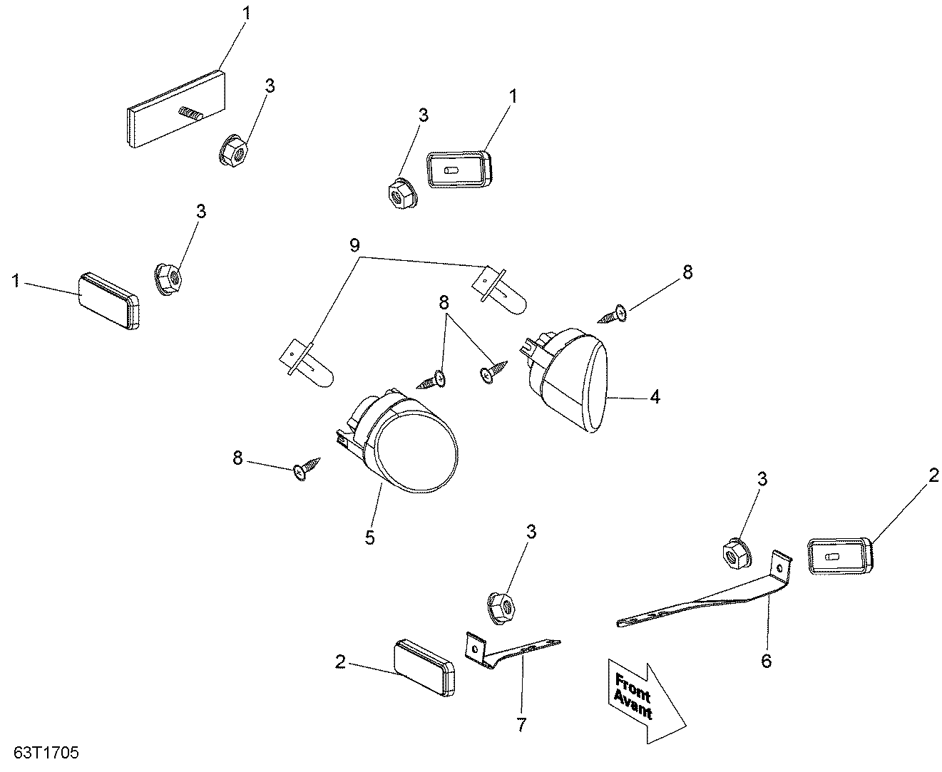 An Image of a Genuine Can-Am Parts Schematic Diagram showing the schematic - HEADLIGHTS AND REFLECTORS