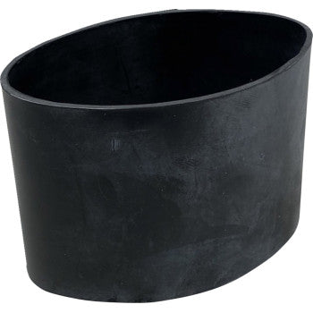 The Can Am Clutch Boot Inlet by Quad Logic is a black, oval rubber connector with a smooth surface designed for joining pipes or ducts in various systems.