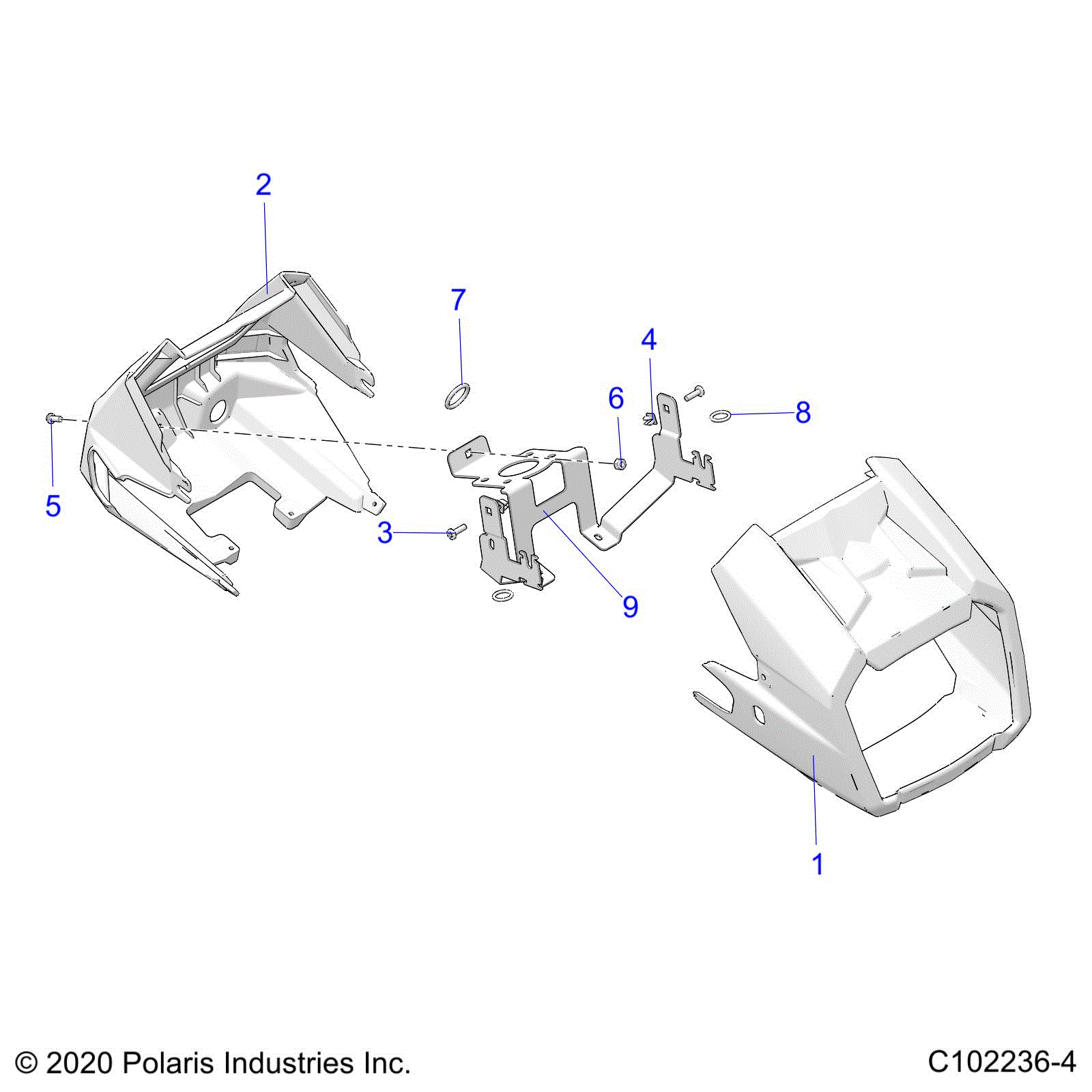 An Image of a Genuine Polaris Parts Schematic Diagram showing the schematic - BODY: HEADLIGHT POD - 2021 POLARIS SPORTSMAN TOURING 570 EPS