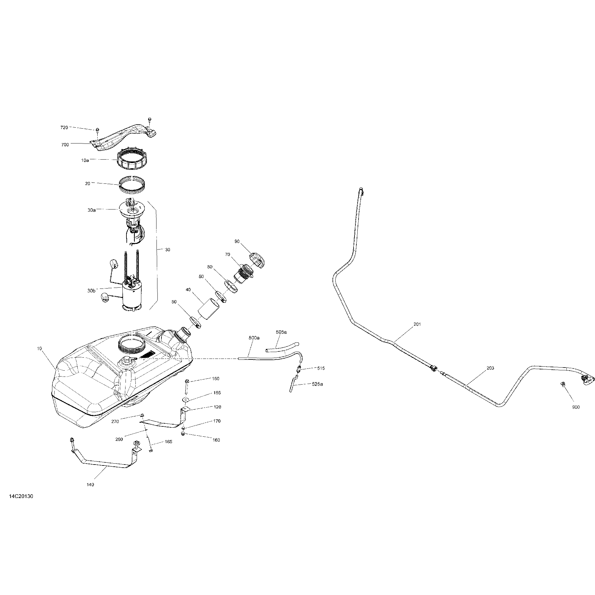 An Image of a Genuine Can-Am Parts Schematic Diagram showing the schematic - FUEL - NO EVAP