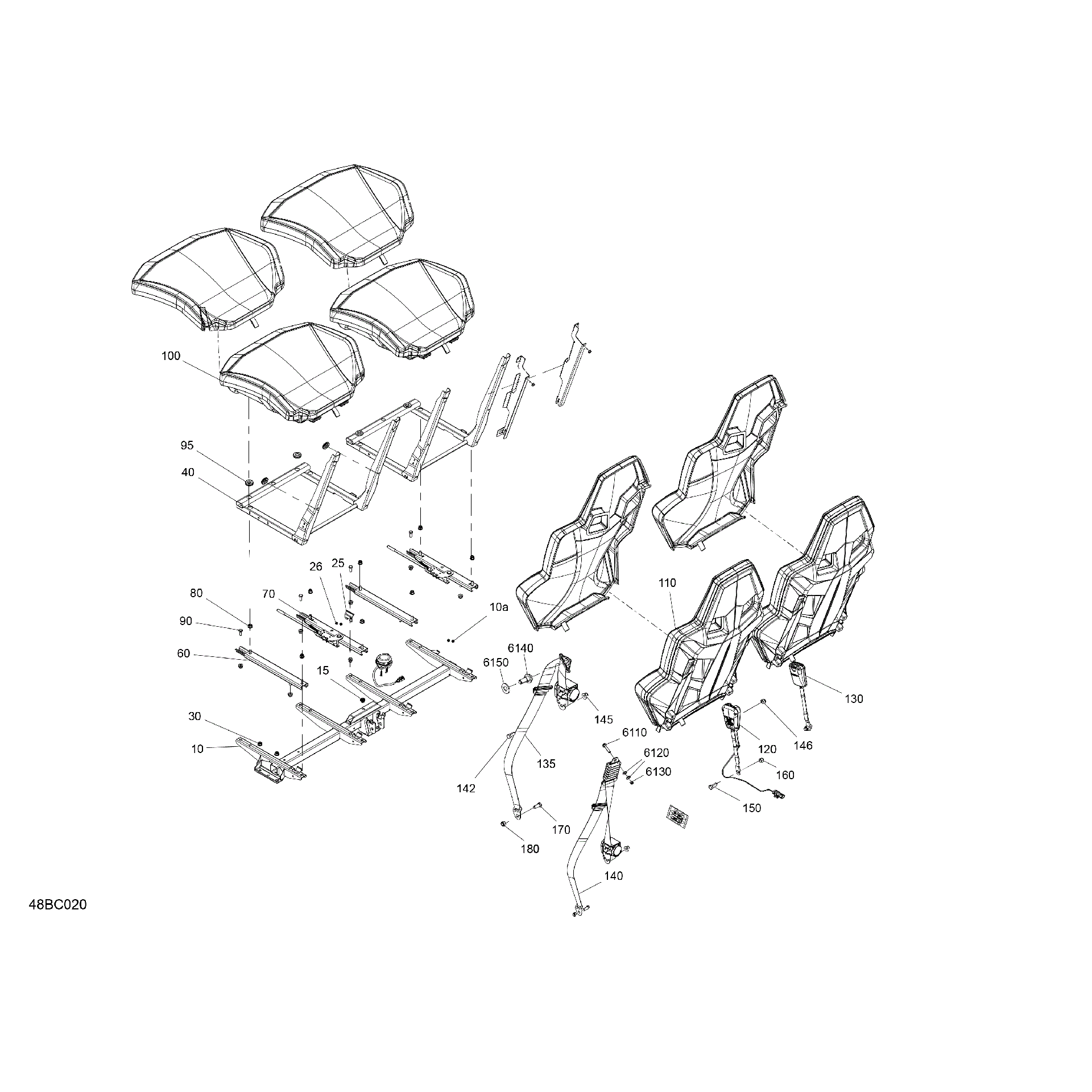 An Image of a Genuine Can-Am Parts Schematic Diagram showing the schematic - BODY - SEAT