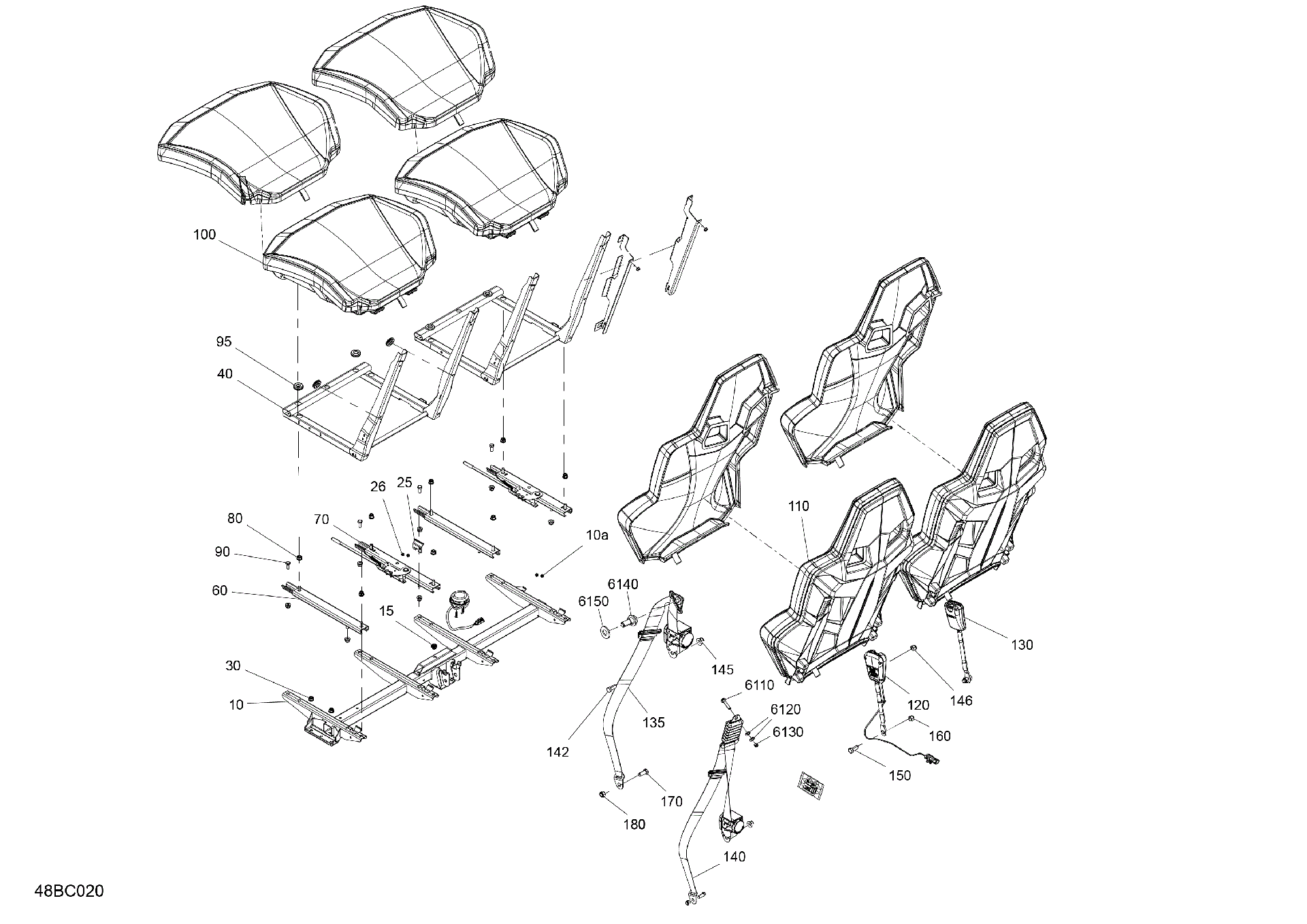 An Image of a Genuine Can-Am Parts Schematic Diagram showing the schematic - BODY - SEAT