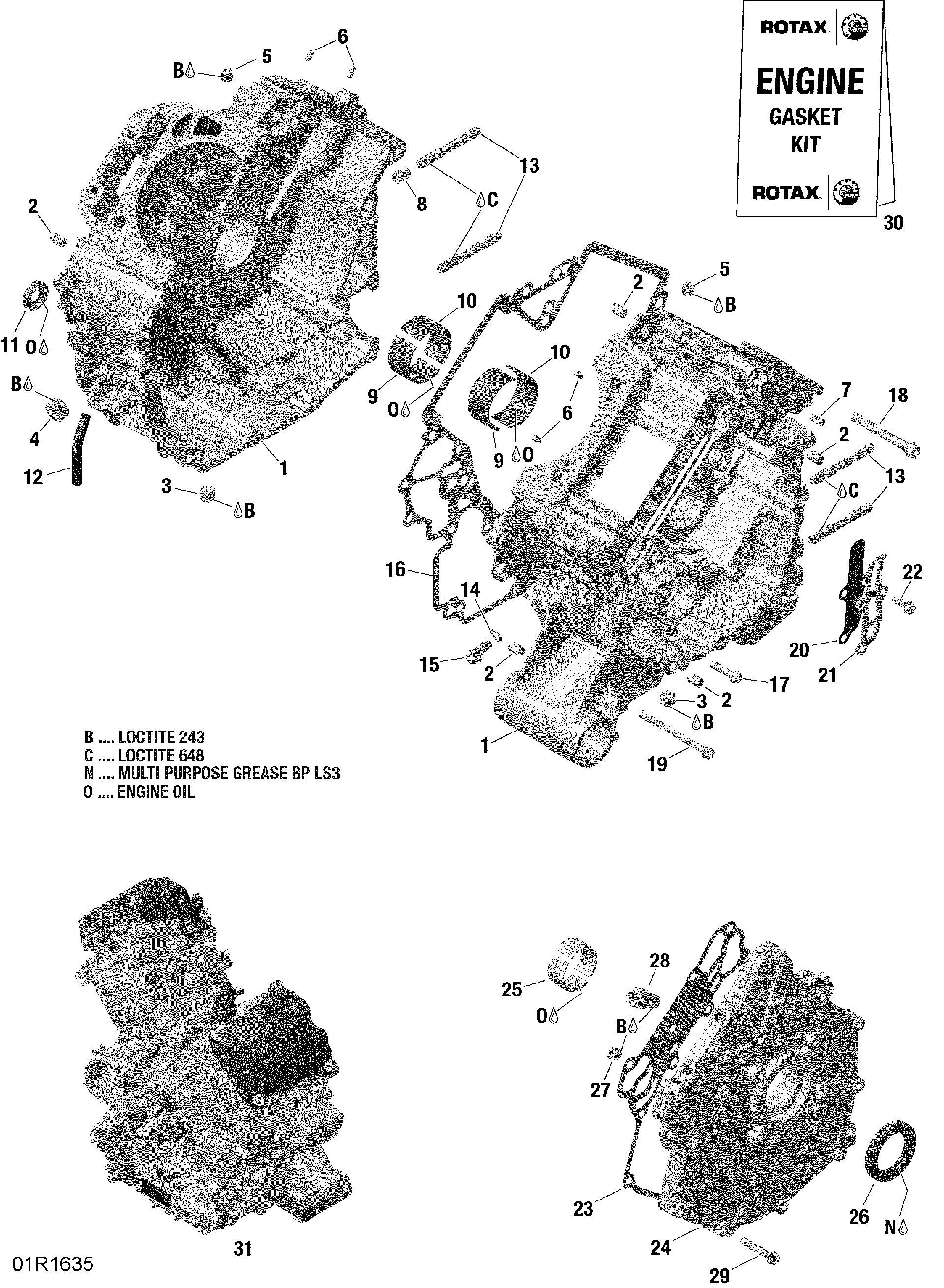 An Image of a Genuine Can-Am Parts Schematic Diagram showing the schematic - CRANKCASE - HD10