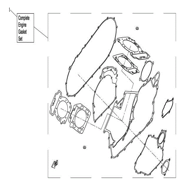 An Image of a genuine CFMOTO Parts Schematic Diagram showing the group - ENGINE GASKET SET - 2016 CFMOTO CFORCE 800 X8