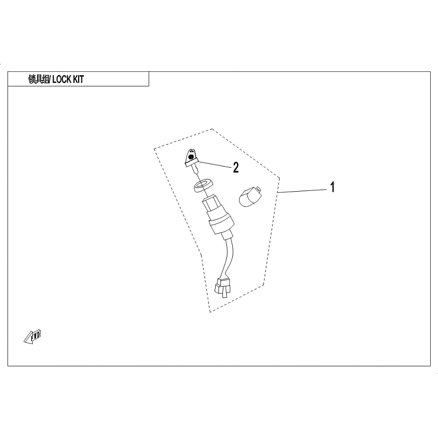An Image of a genuine CFMOTO Parts Schematic Diagram showing the group - LOCK KIT - 2019 CFMOTO CFORCE 800 XC