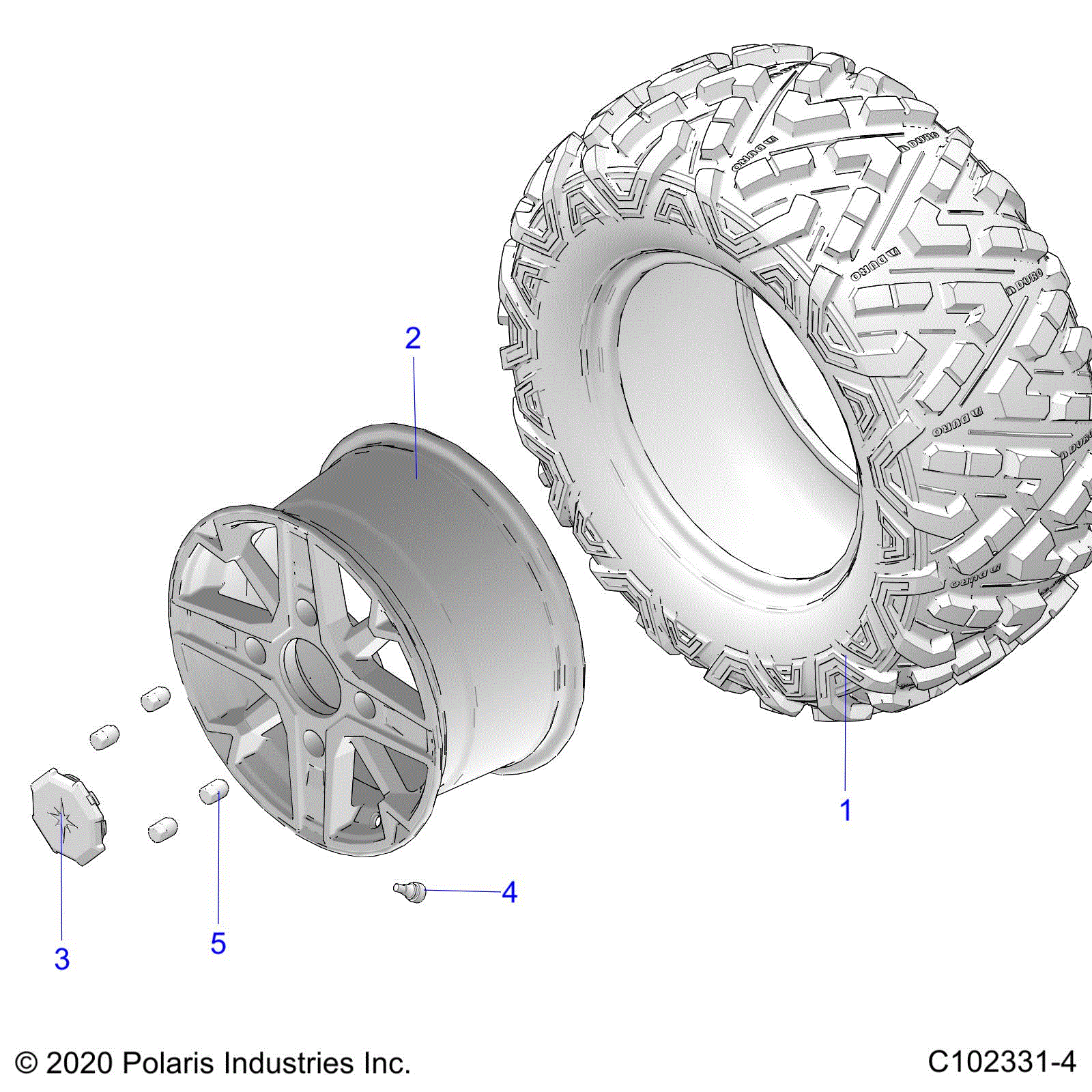An Image of a Genuine Polaris Parts Schematic Diagram showing the schematic - WHEELS: REAR - 2026 POLARIS SPORTSMAN TOURING XP 1000