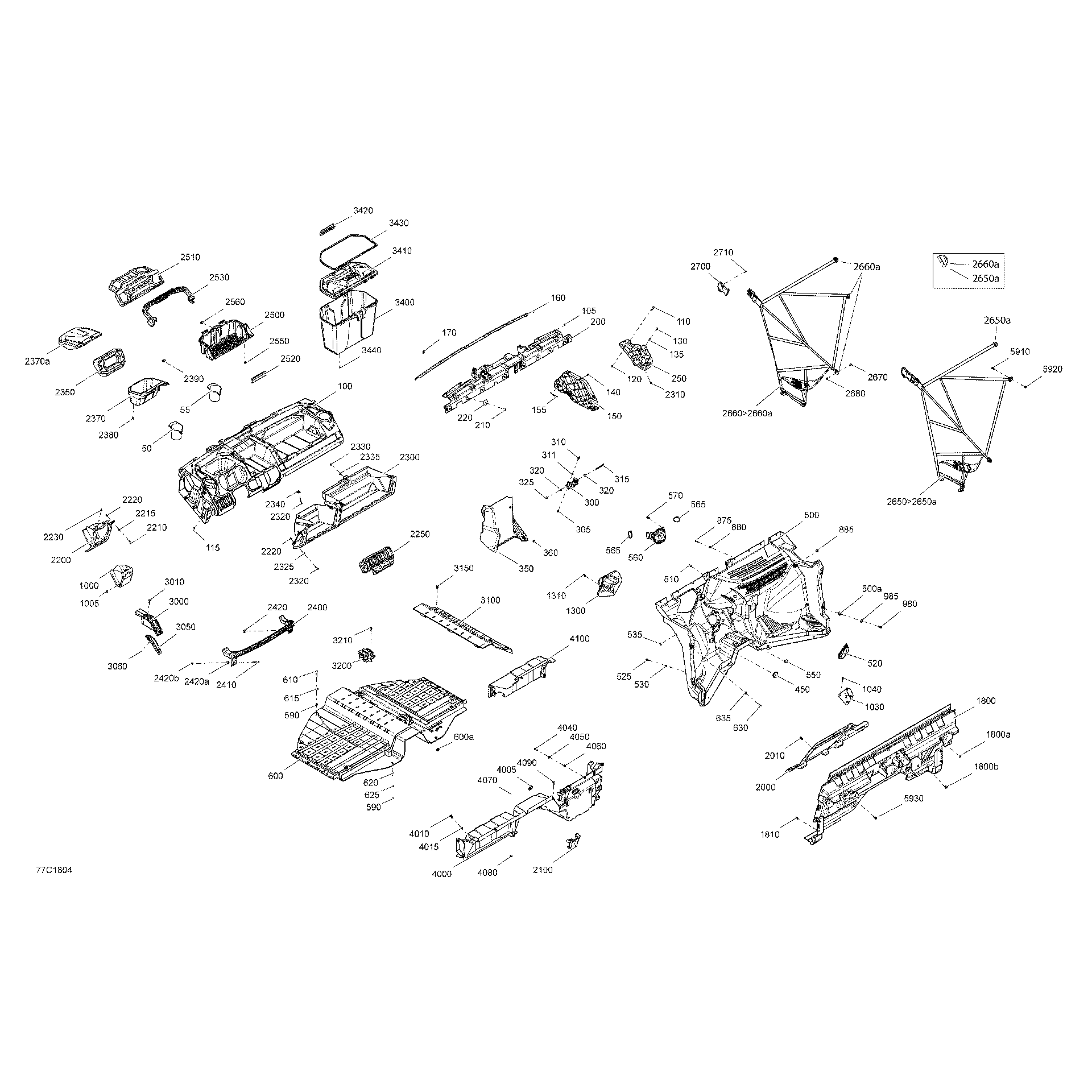 An Image of a Genuine Can-Am Parts Schematic Diagram showing the schematic - CAB INTERIOR DEFENDER NON MAX - ALL PACKAGE EXCEPT CAB
