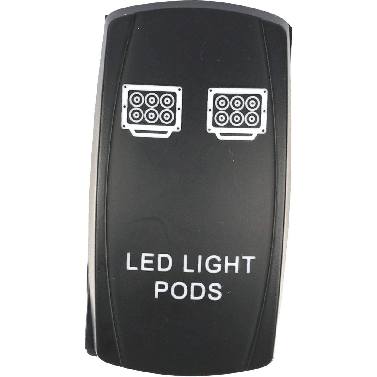 The Light Pods Led Switch Pro Backlit by Open Trail is a black panel with two white LED light pod icons, dual LEDs, and LED LIGHT PODS printed below.