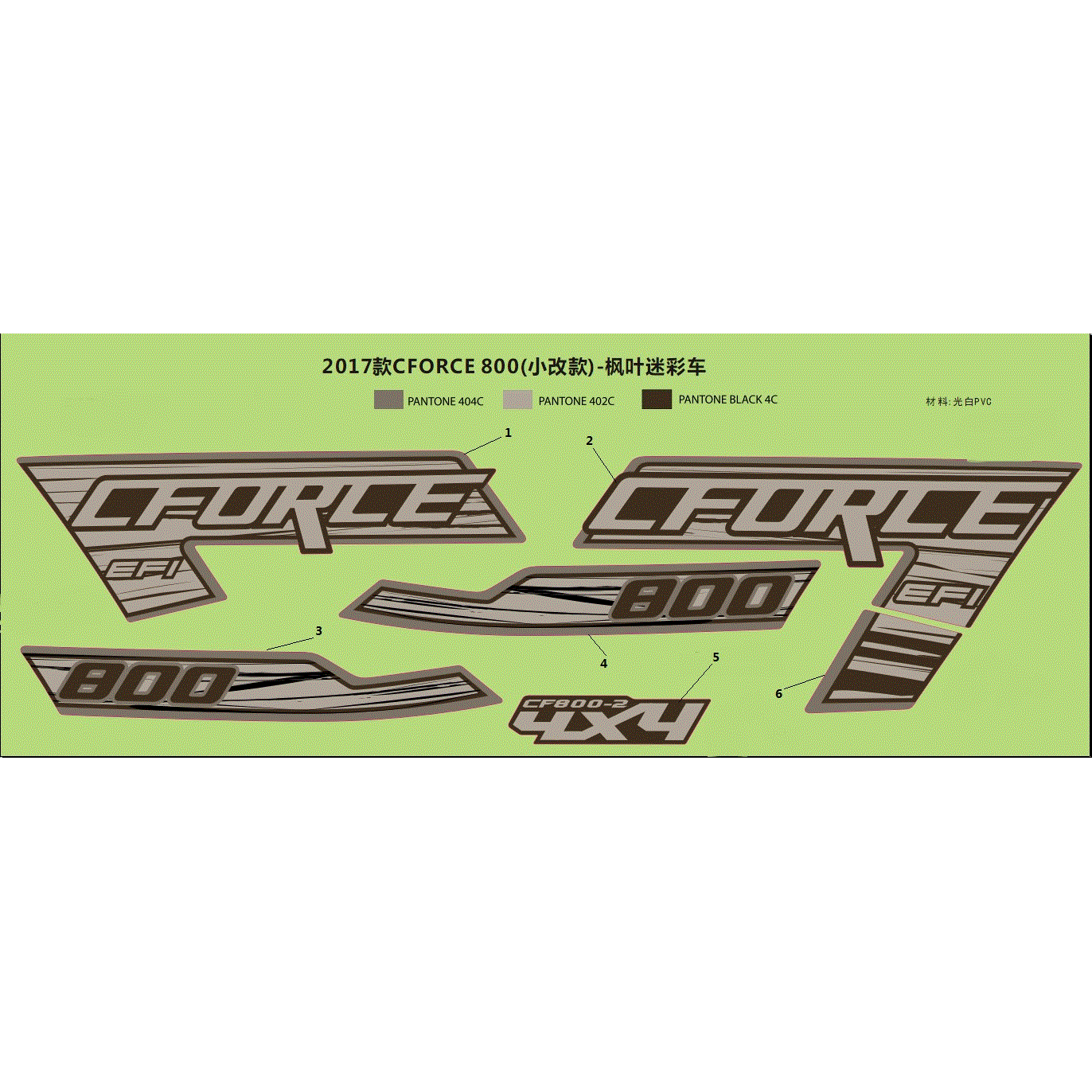 An Image of a genuine CFMOTO Parts Schematic Diagram showing the group - AIR FILTER COVER DECALS - CAMO - 2017 CFMOTO CFORCE 800