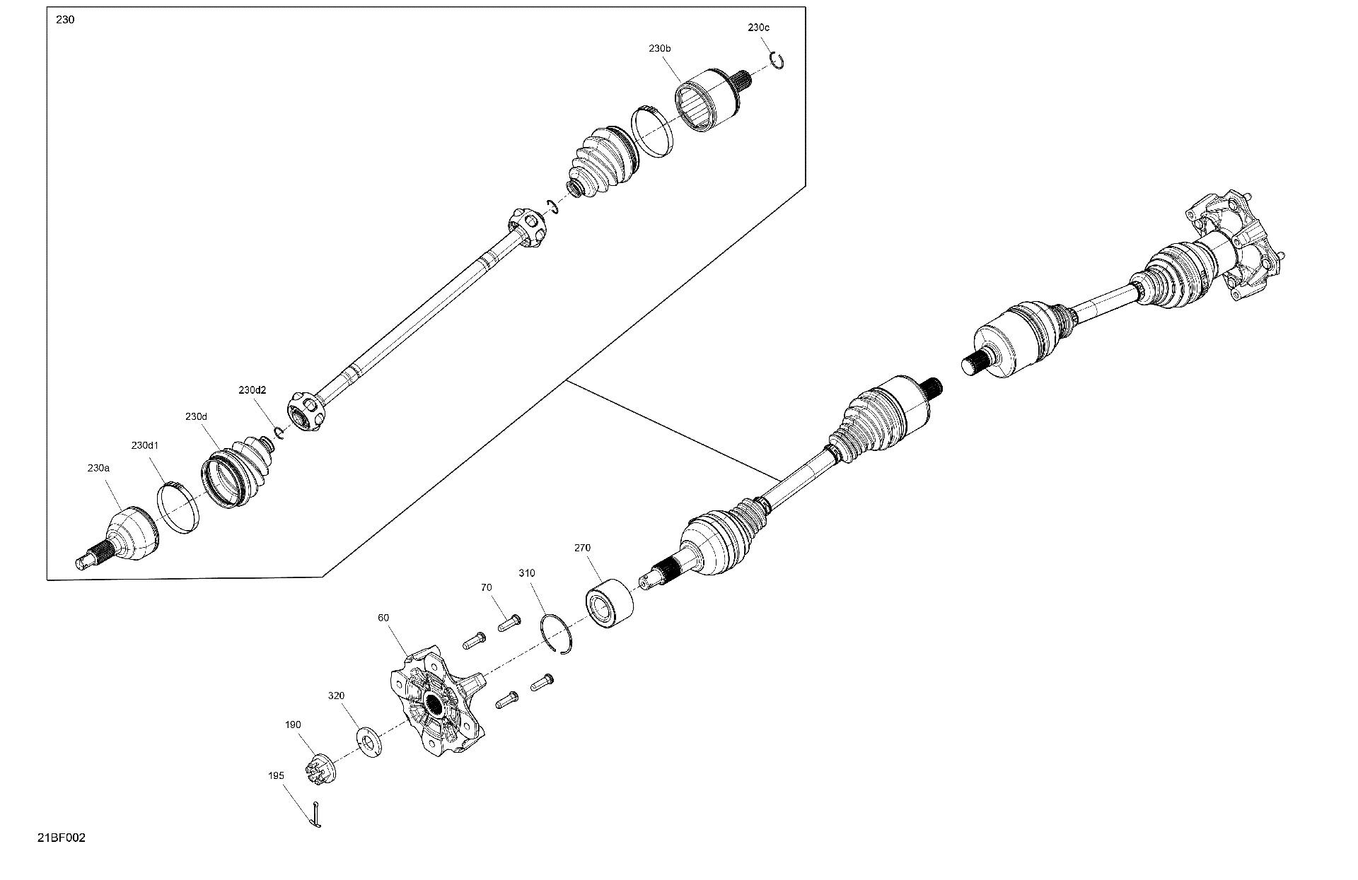 An Image of a Genuine Can-Am Parts Schematic Diagram showing the schematic - DRIVE - REAR - COMMON PARTS