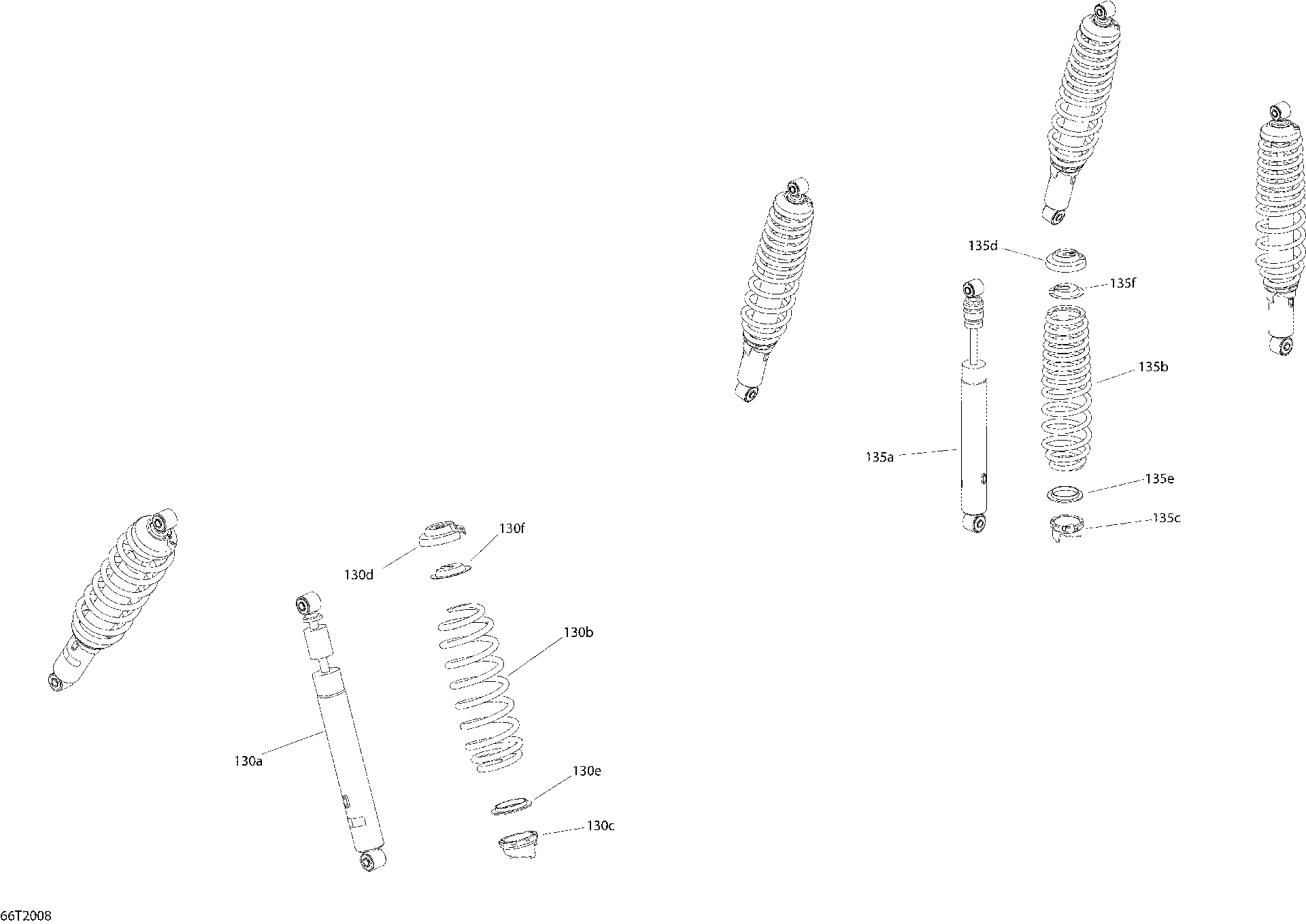 An Image of a Genuine Can-Am Parts Schematic Diagram showing the schematic - SHOCKS
