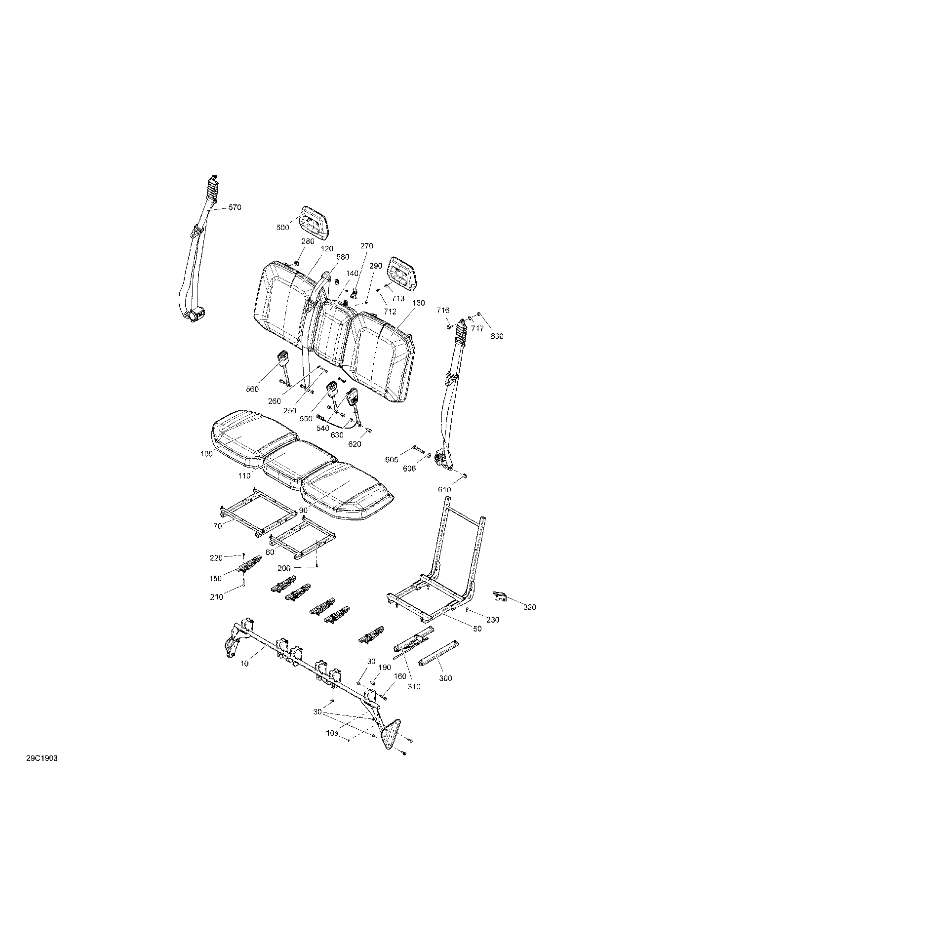 An Image of a Genuine Can-Am Parts Schematic Diagram showing the schematic - SEAT
