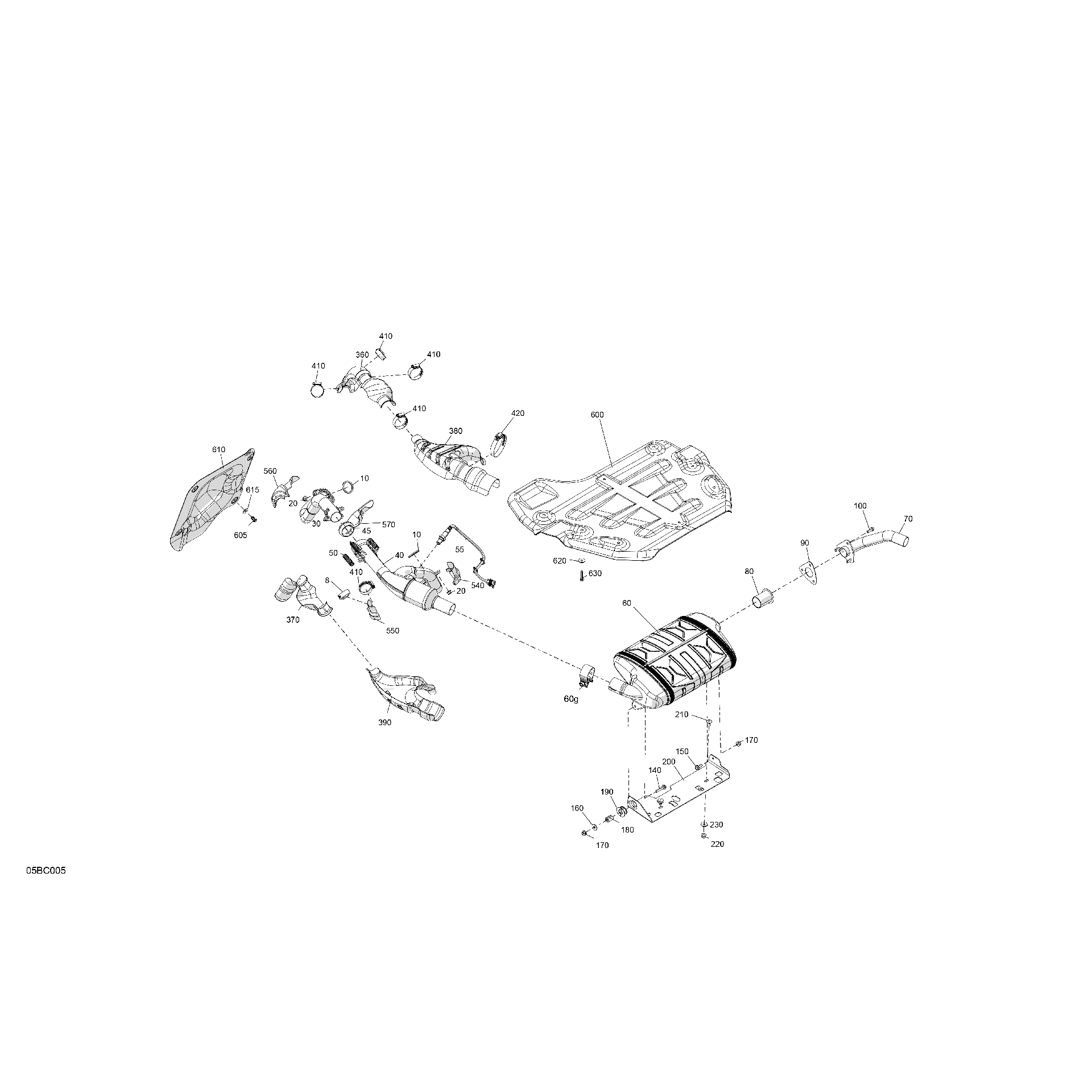 An Image of a Genuine Can-Am Parts Schematic Diagram showing the schematic - ENGINE - EXHAUST