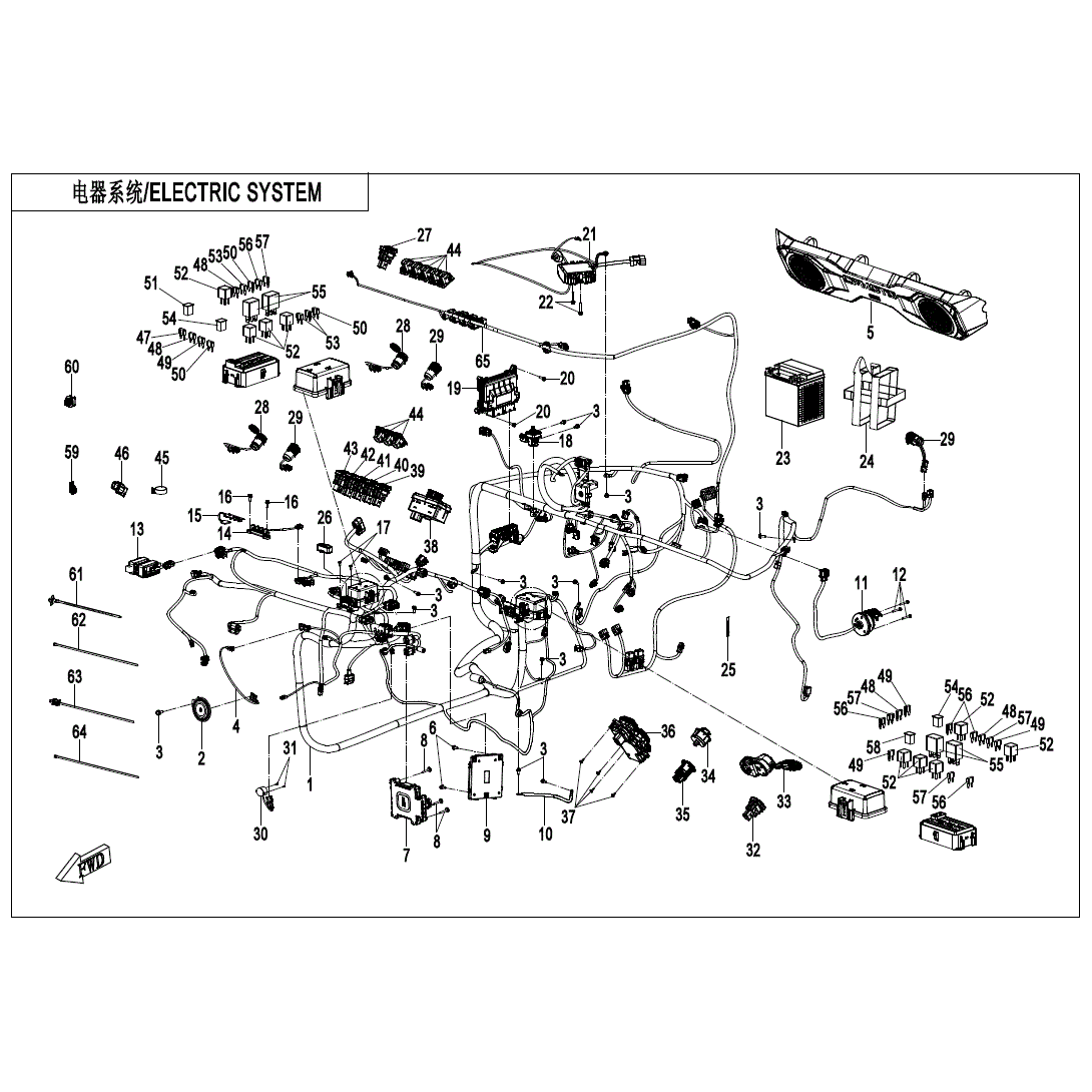An Image of a Genuine CFMOTO Parts Schematic Diagram showing the schematic - ELECTRIC SYSTEM - 2025 CFMOTO UFORCE U10XL PRO HIGHLAND
