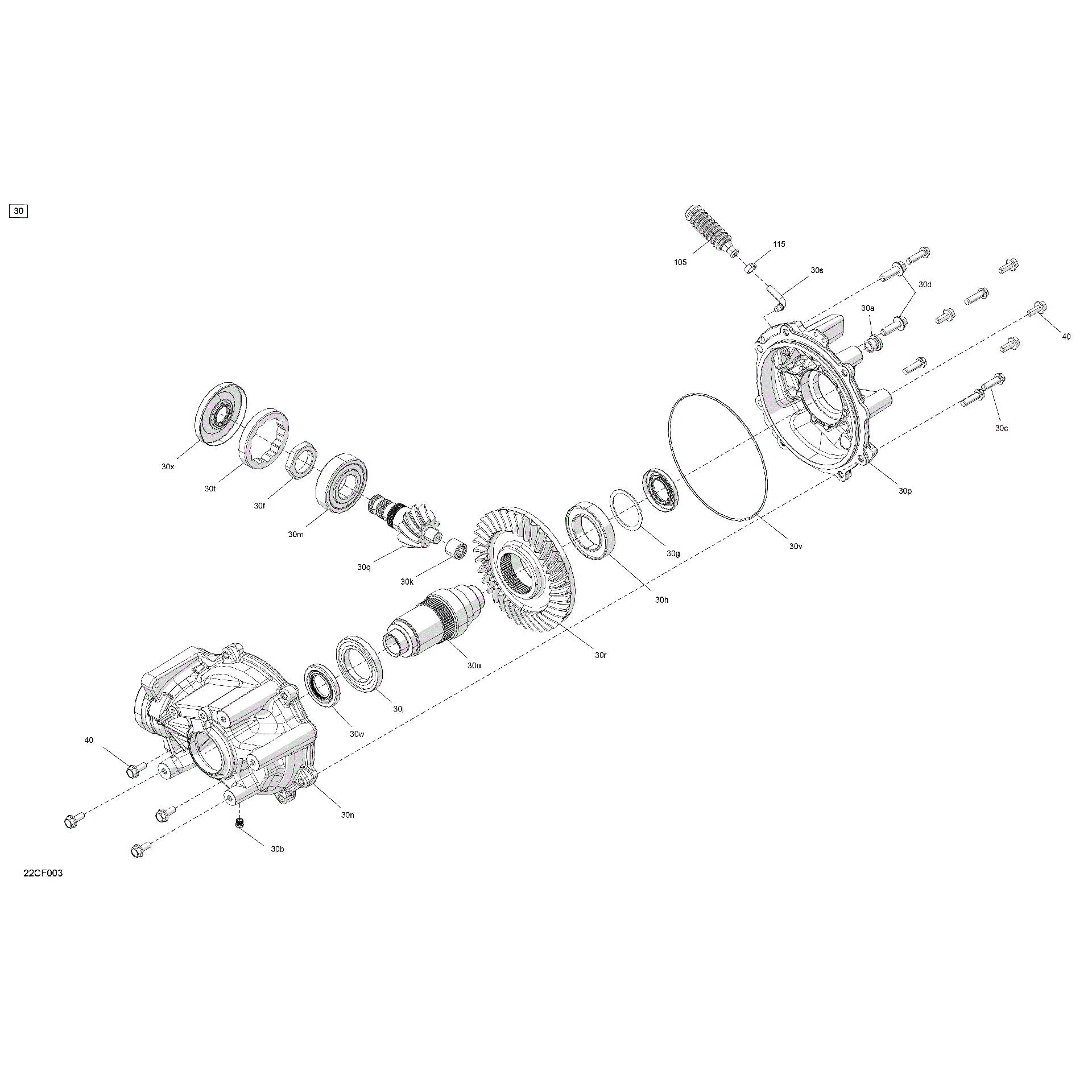 An Image of a Genuine Can-Am Parts Schematic Diagram showing the schematic - DRIVE - FINAL DRIVE UNIT