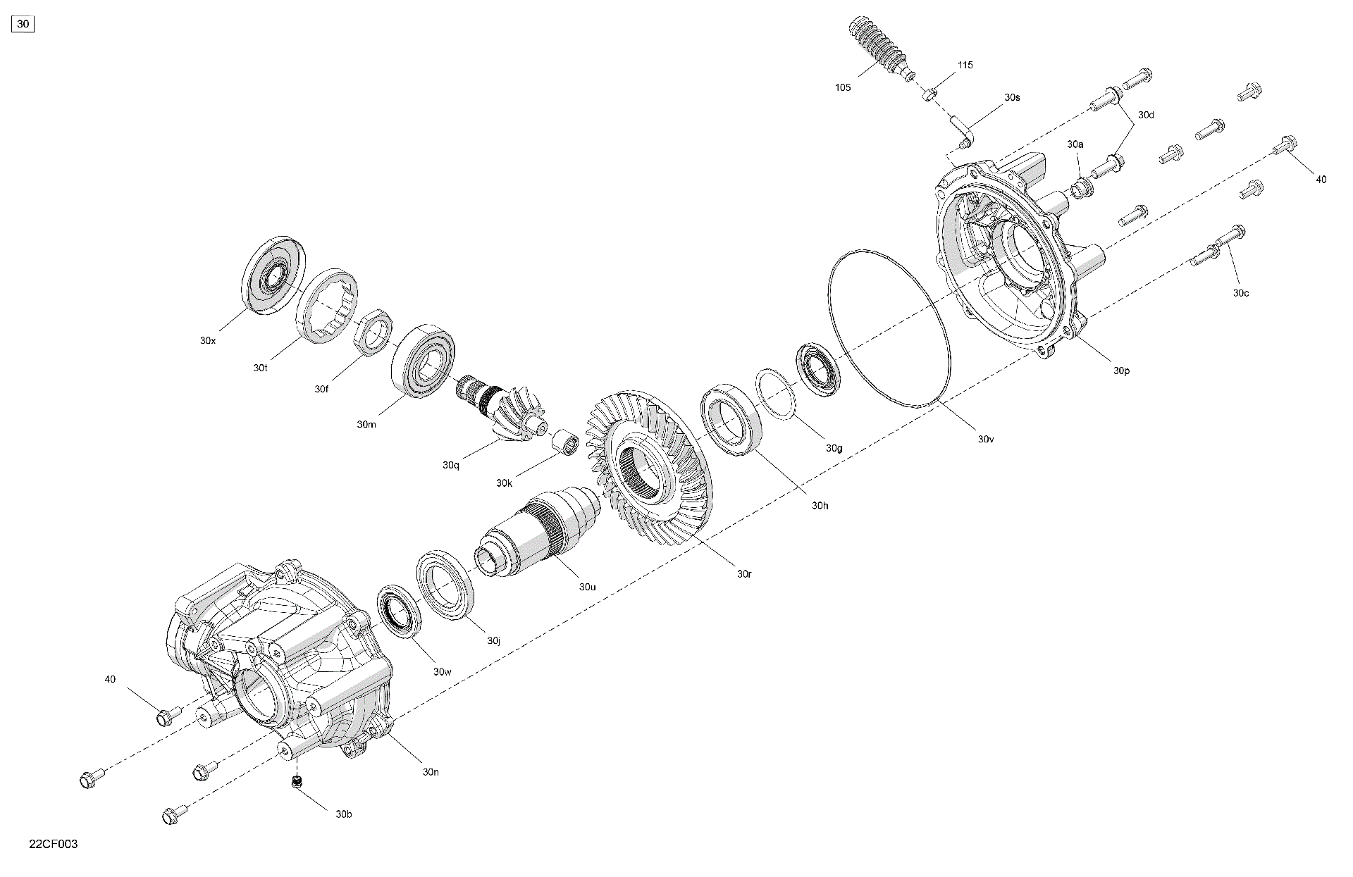 An Image of a Genuine Can-Am Parts Schematic Diagram showing the schematic - DRIVE - FINAL DRIVE UNIT