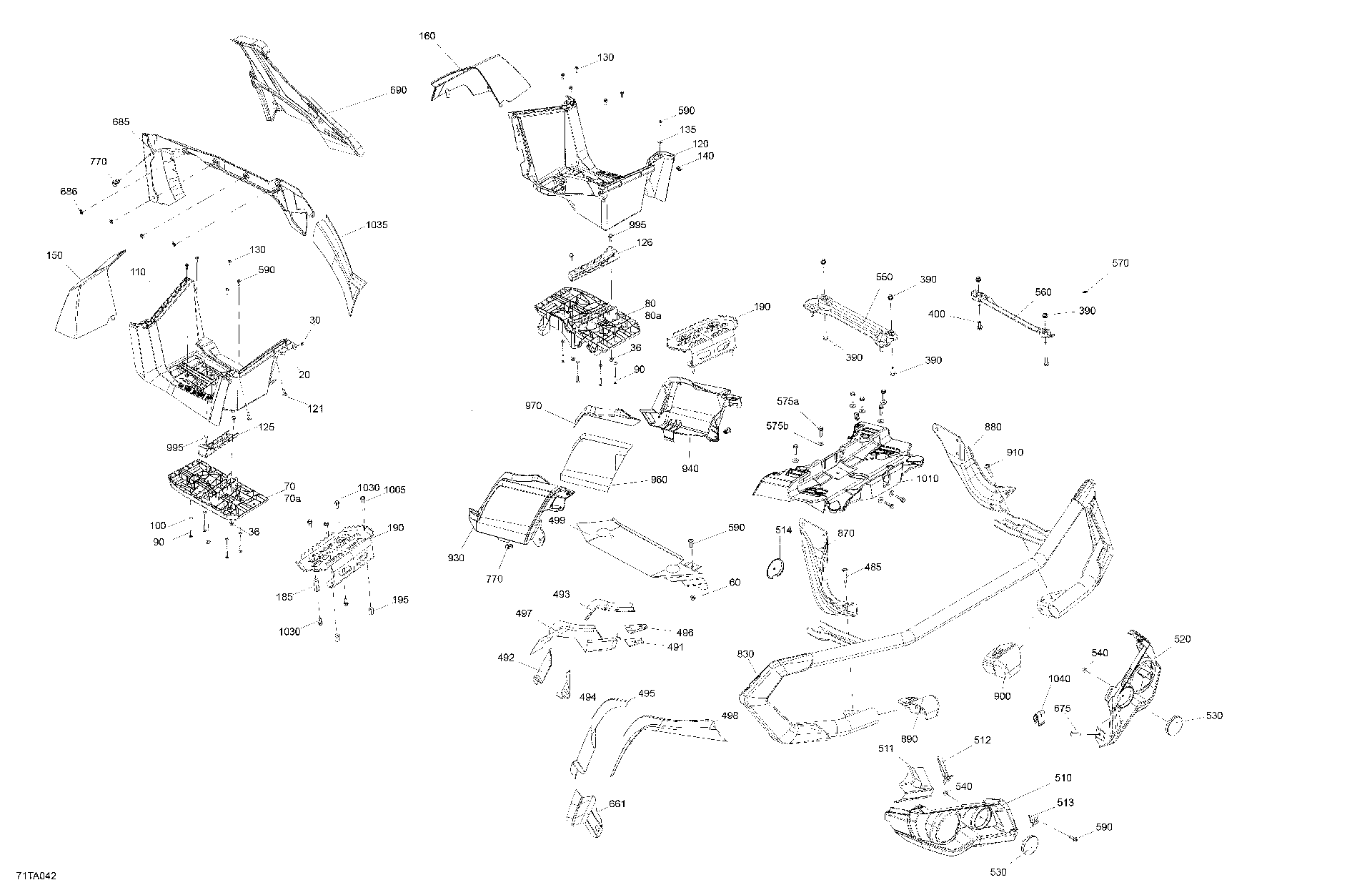 An Image of a Genuine Can-Am Parts Schematic Diagram showing the schematic - BODY - REAR SECTION