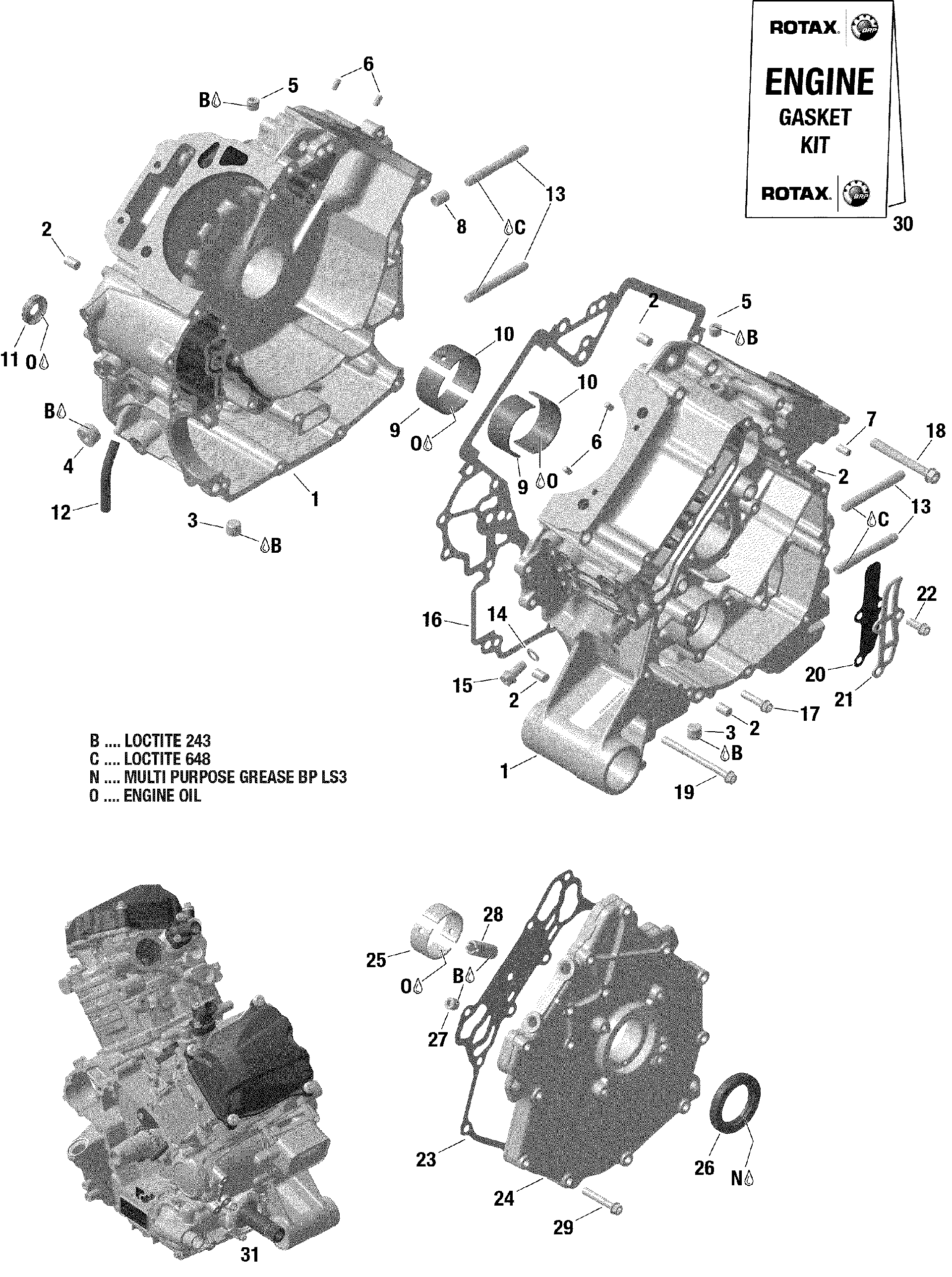 An Image of a Genuine Can-Am Parts Schematic Diagram showing the schematic - ROTAX - CRANKCASE - 349