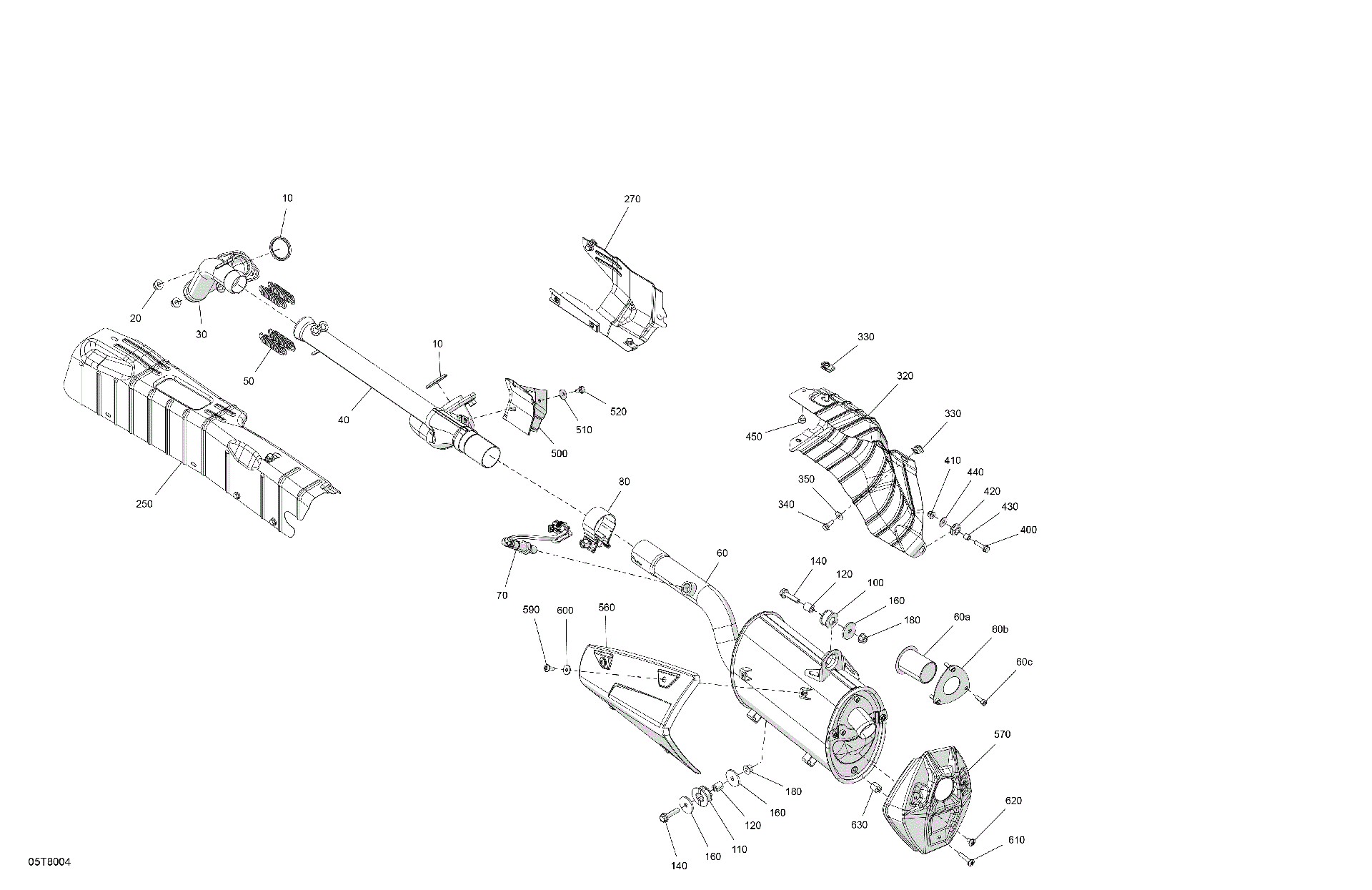 An Image of a Genuine Can-Am Parts Schematic Diagram showing the schematic - ENGINE - EXHAUST