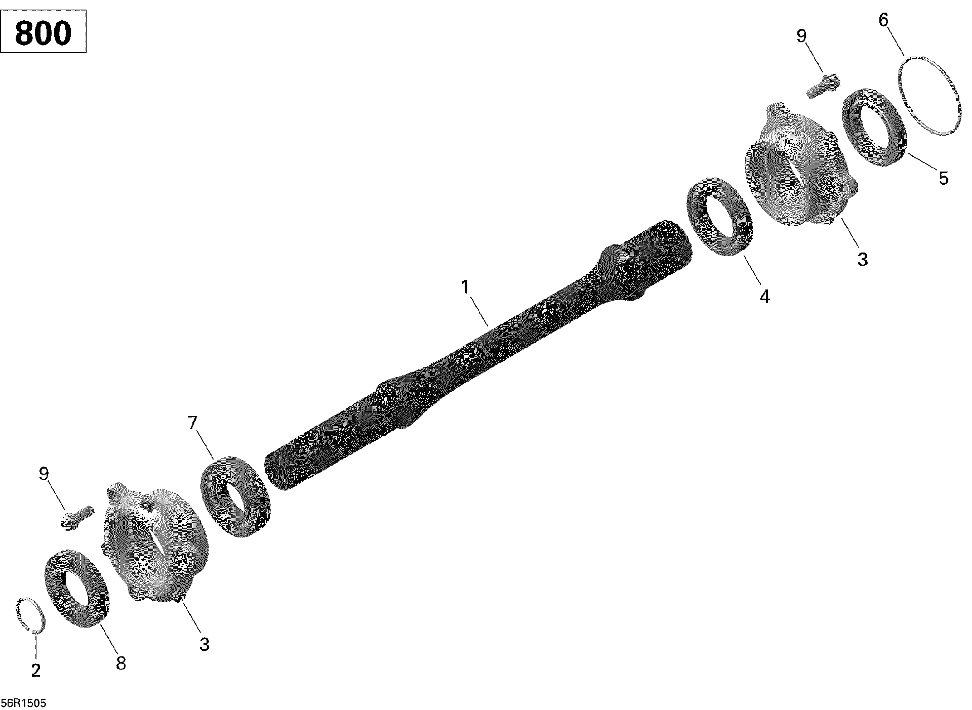 An Image of a Genuine Can-Am Parts Schematic Diagram showing the schematic - DRIVE SHAFT _56R1505
