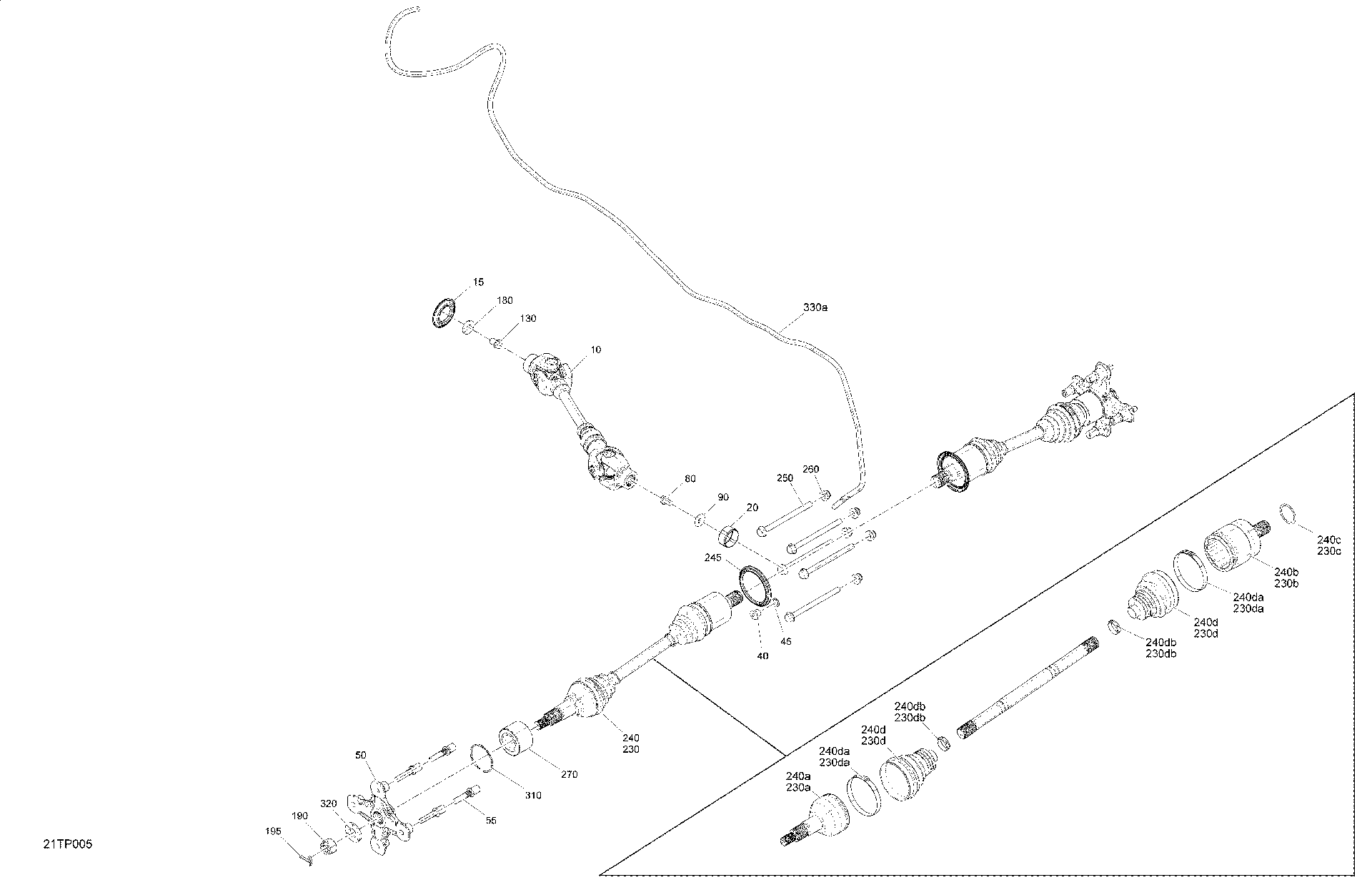 An Image of a Genuine Can-Am Parts Schematic Diagram showing the schematic - DRIVE - REAR - COMMON PARTS