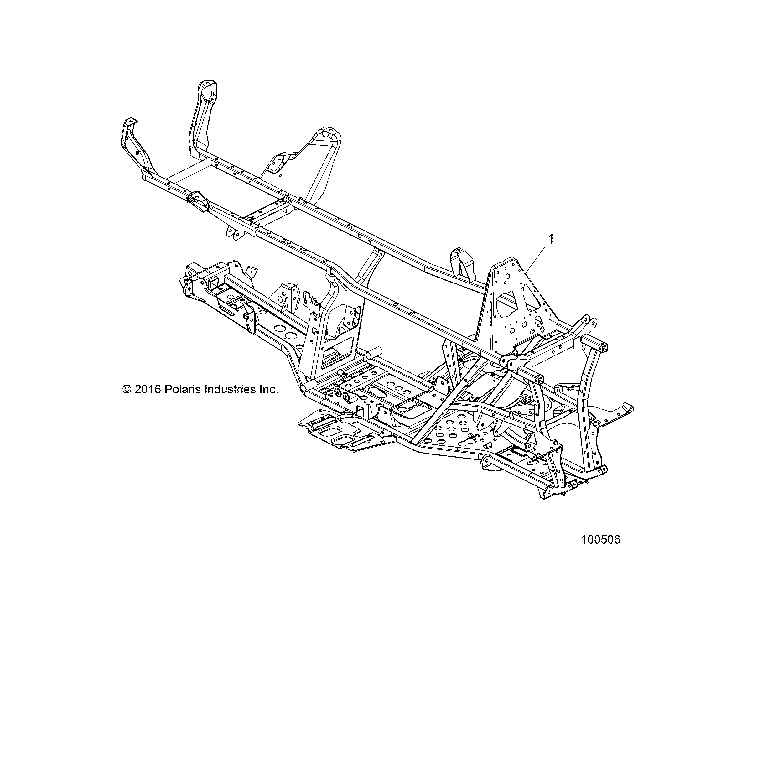 An Image of a Genuine Polaris Parts Schematic Diagram showing the schematic - CHASSIS: FRAME - 2017 POLARIS SPORTSMAN TOURING 570 SP