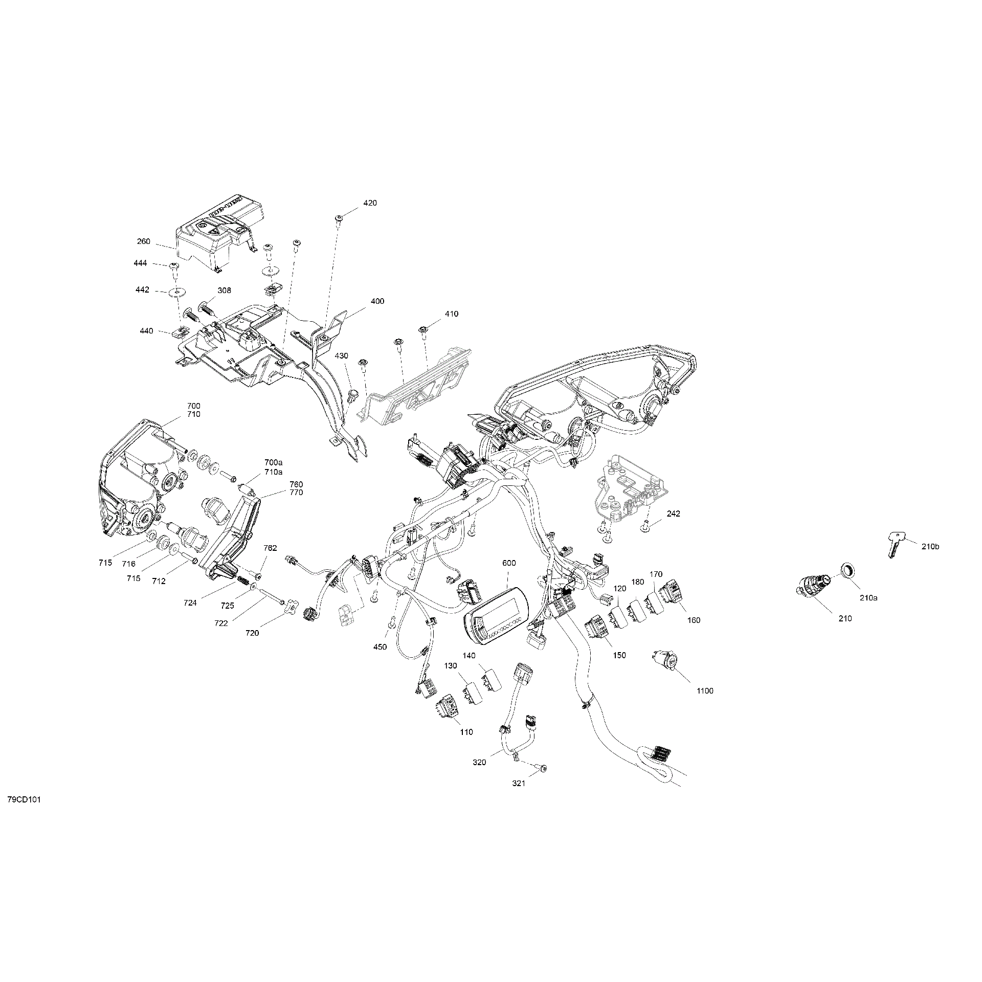 An Image of a Genuine Can-Am Parts Schematic Diagram showing the schematic - ELECTRIC - FRONT SECTION