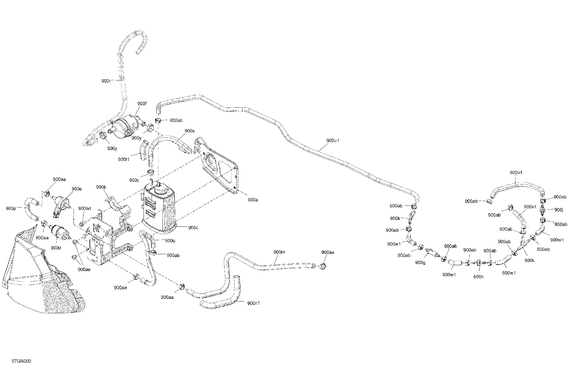 An Image of a Genuine Can-Am Parts Schematic Diagram showing the schematic - ENGINE - CHARCOAL CANISTER ASSEMBLY