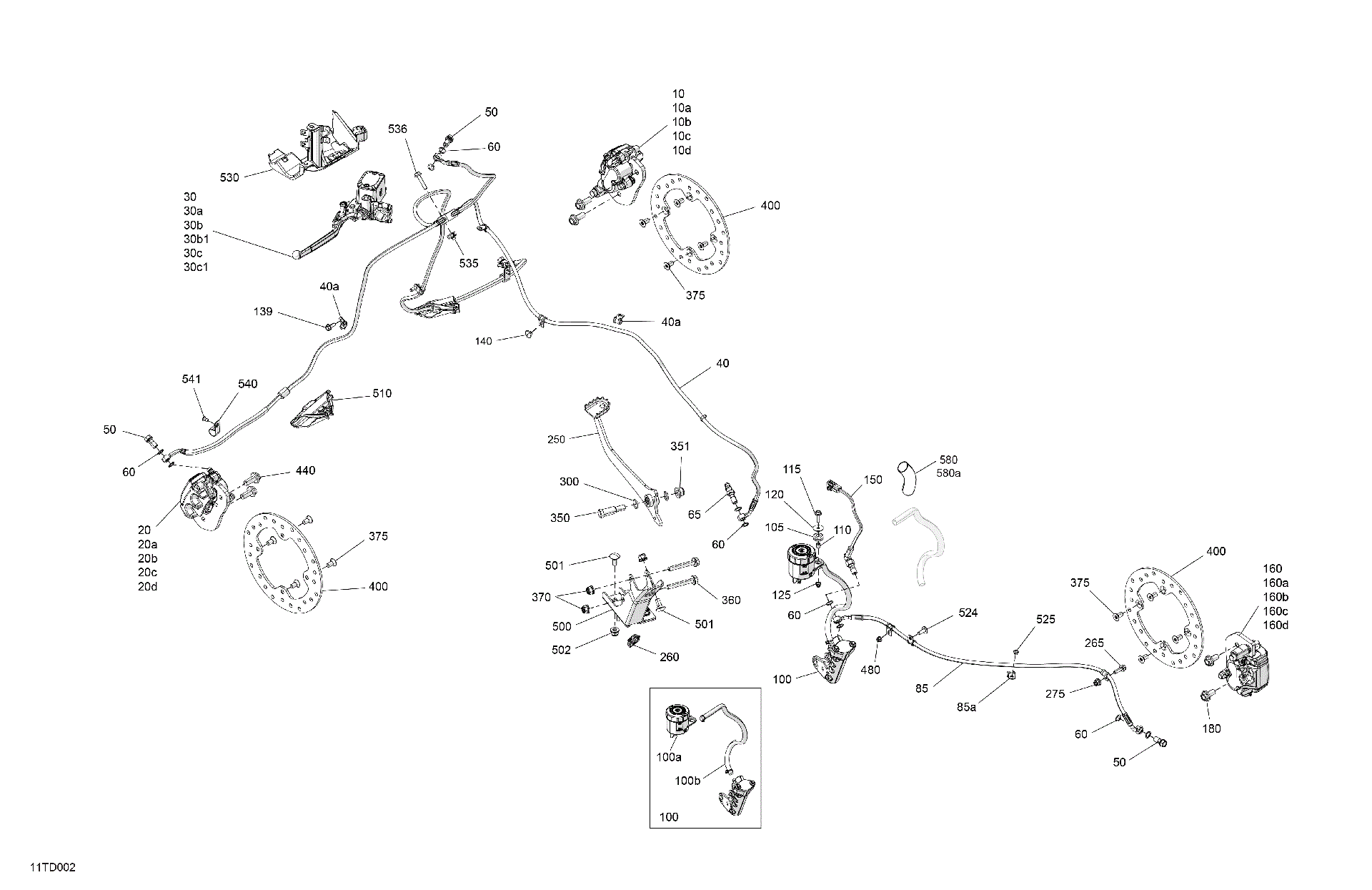 An Image of a Genuine Can-Am Parts Schematic Diagram showing the schematic - MECHANIC - BRAKE SYSTEM