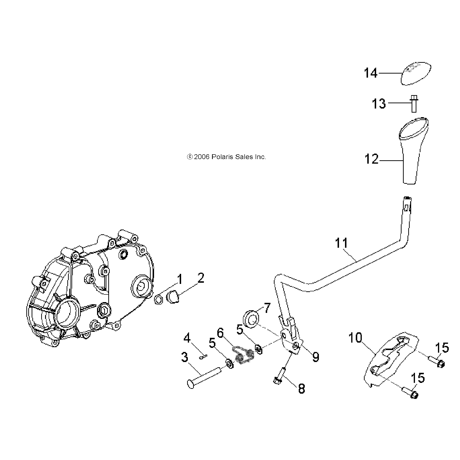 An Image of a Genuine Polaris Parts Schematic Diagram showing the schematic - DRIVE TRAIN: TRANSMISSION SHIFT LEVER - 2025 POLARIS OUTLAW 110
