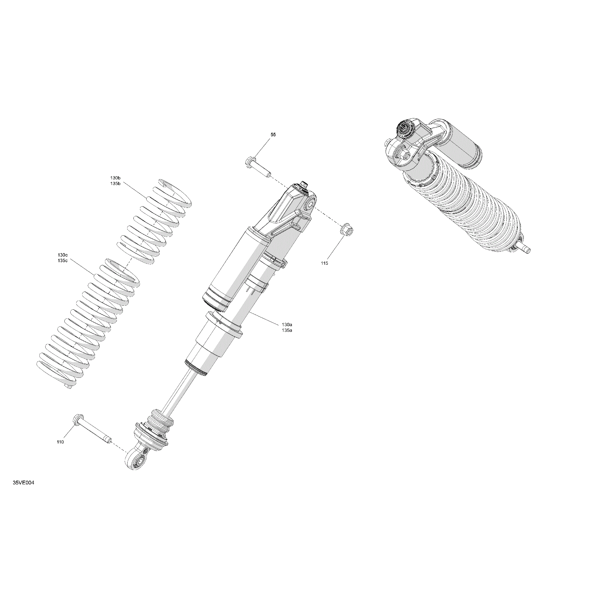 An Image of a Genuine Can-Am Parts Schematic Diagram showing the schematic - SUSPENSION - FRONT SHOCKS